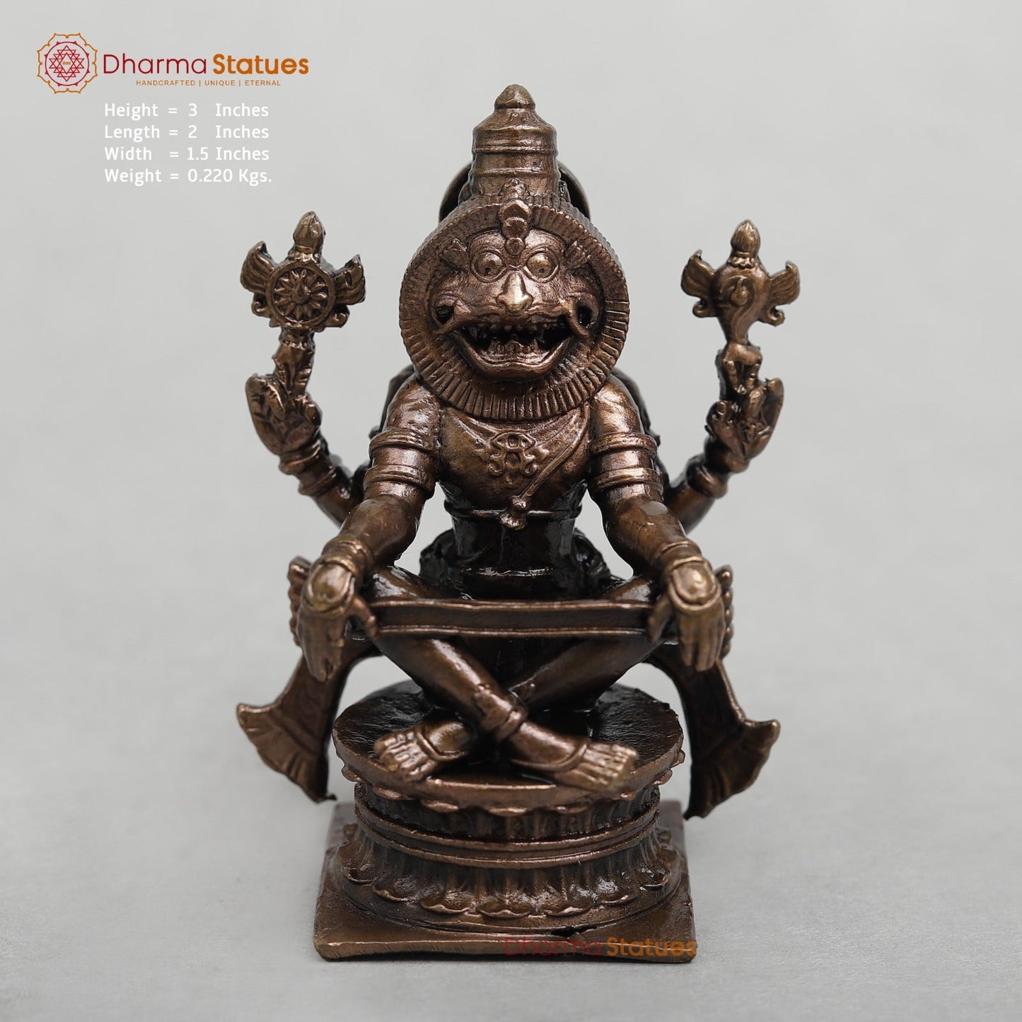 Copper Narsimha Seated fine 3”