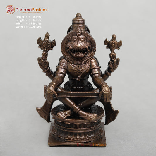Copper Narsimha Seated fine 3”