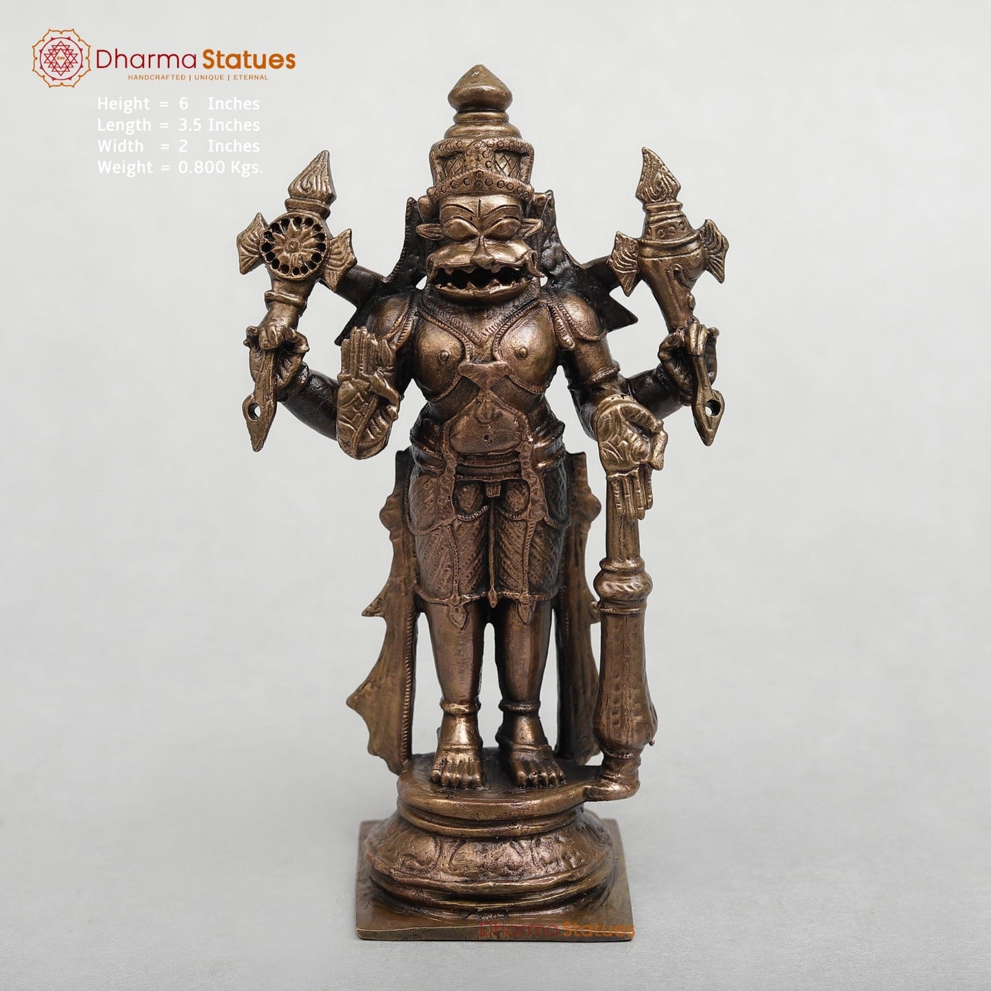 Copper Narsimha standing Fine 6”