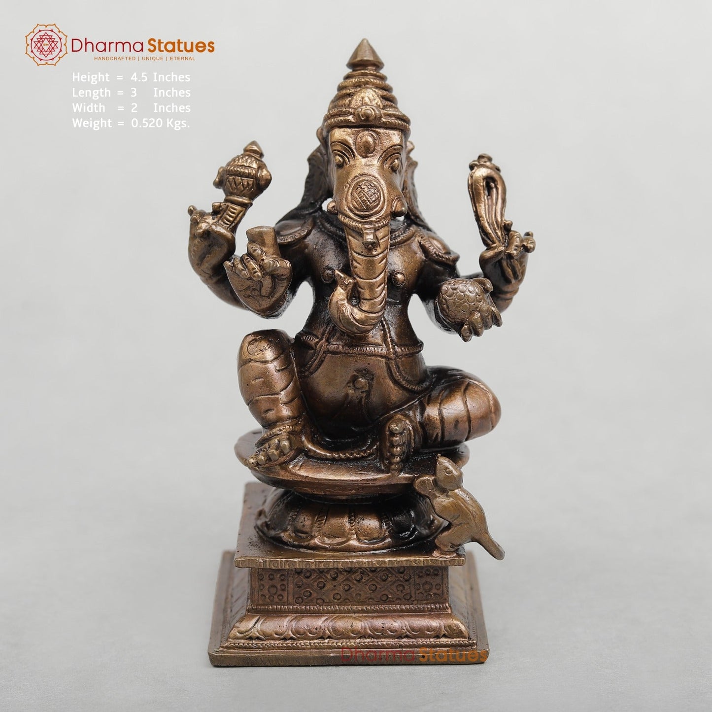Copper Ganesh seated 4.5”