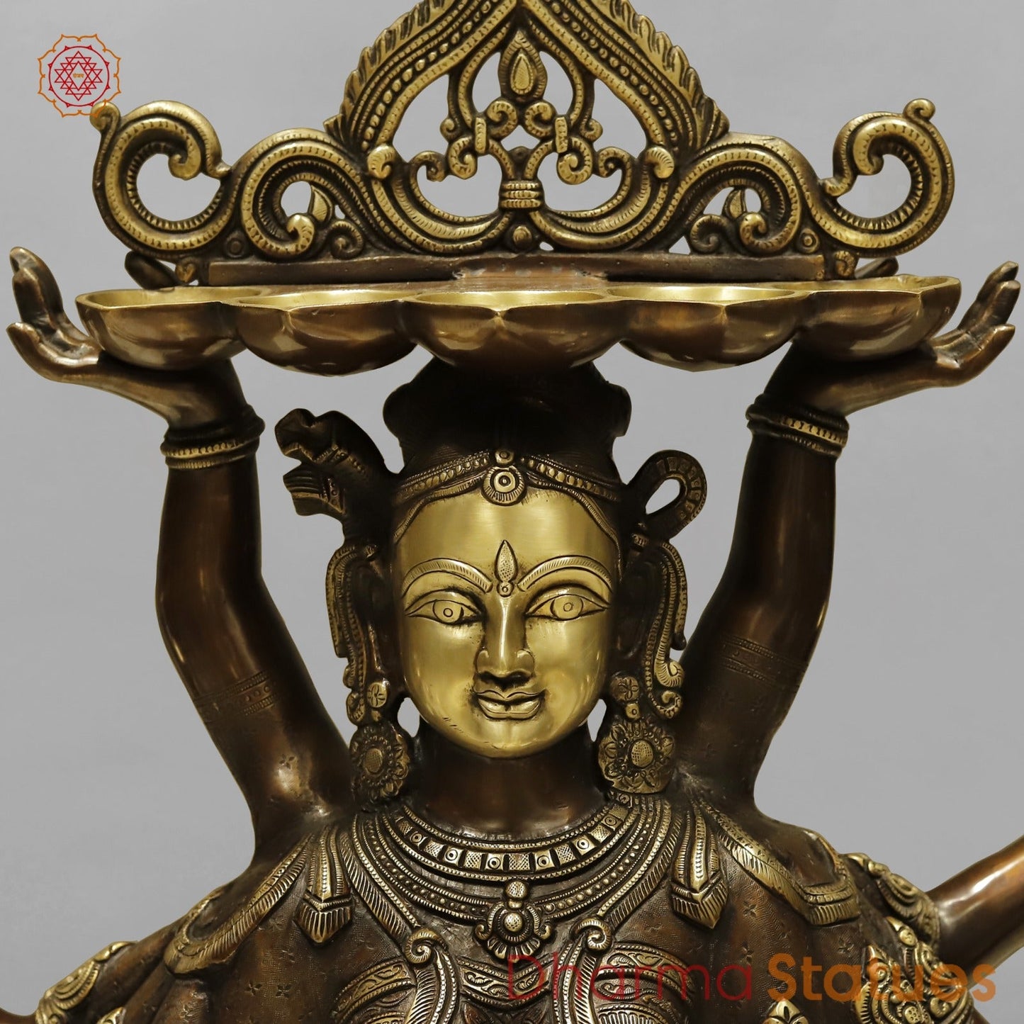 Brass Deep Lady With Multiple Hands (South India Made) Fine, Copper and Smooth Finish 48”