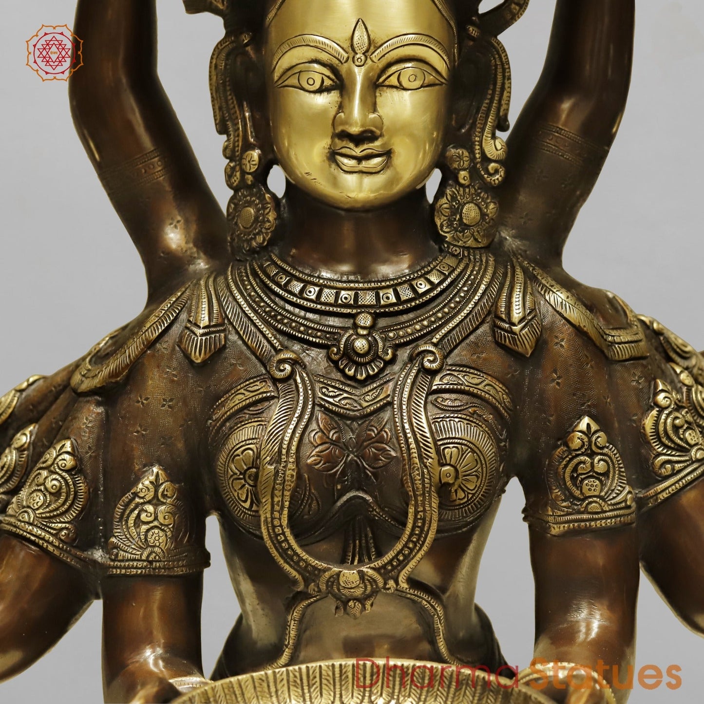 Brass Deep Lady With Multiple Hands (South India Made) Fine, Copper and Smooth Finish 48”