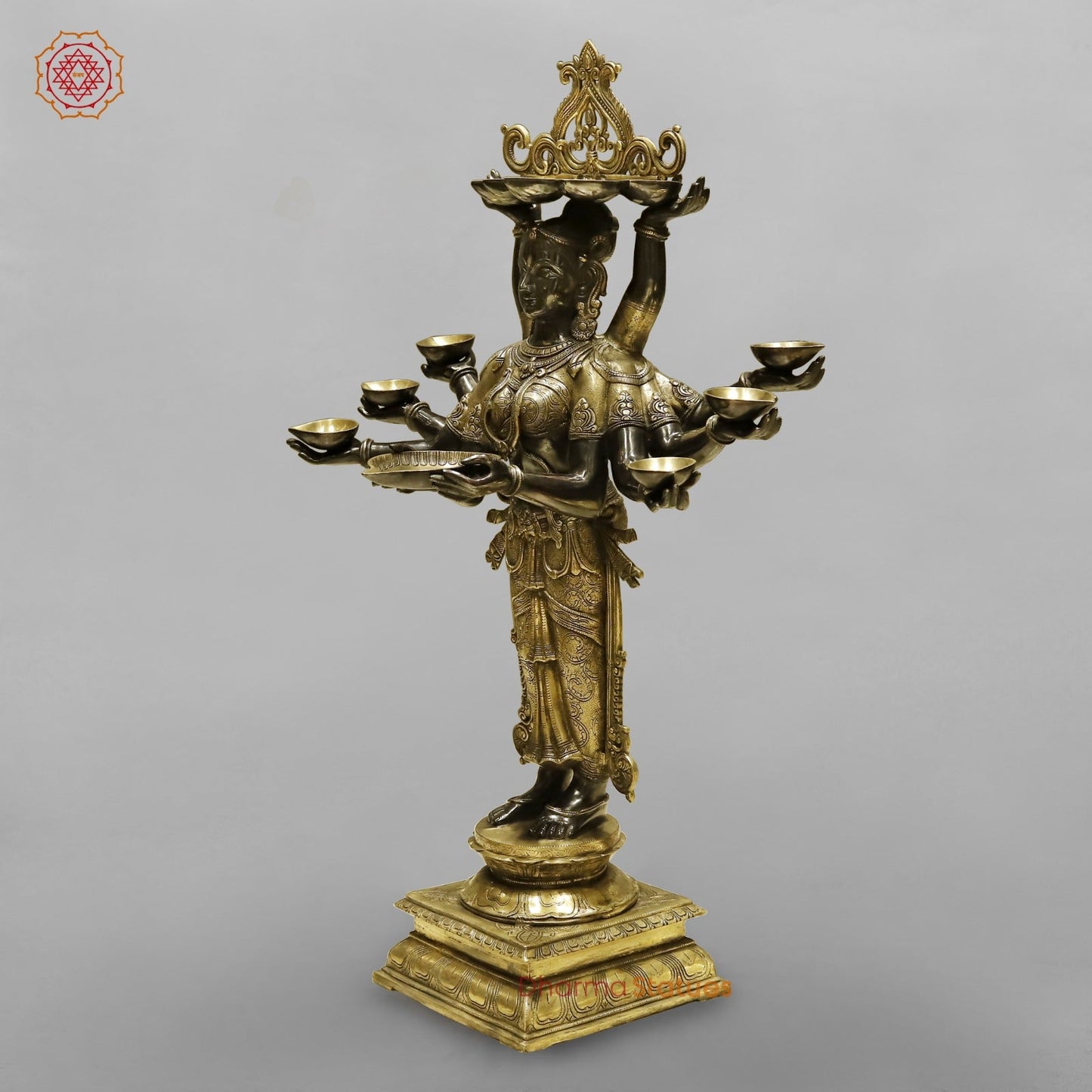 Brass Deep Lady With Multiple Hands (South India Made) Fine, Royal Black and Smooth Finish 48”
