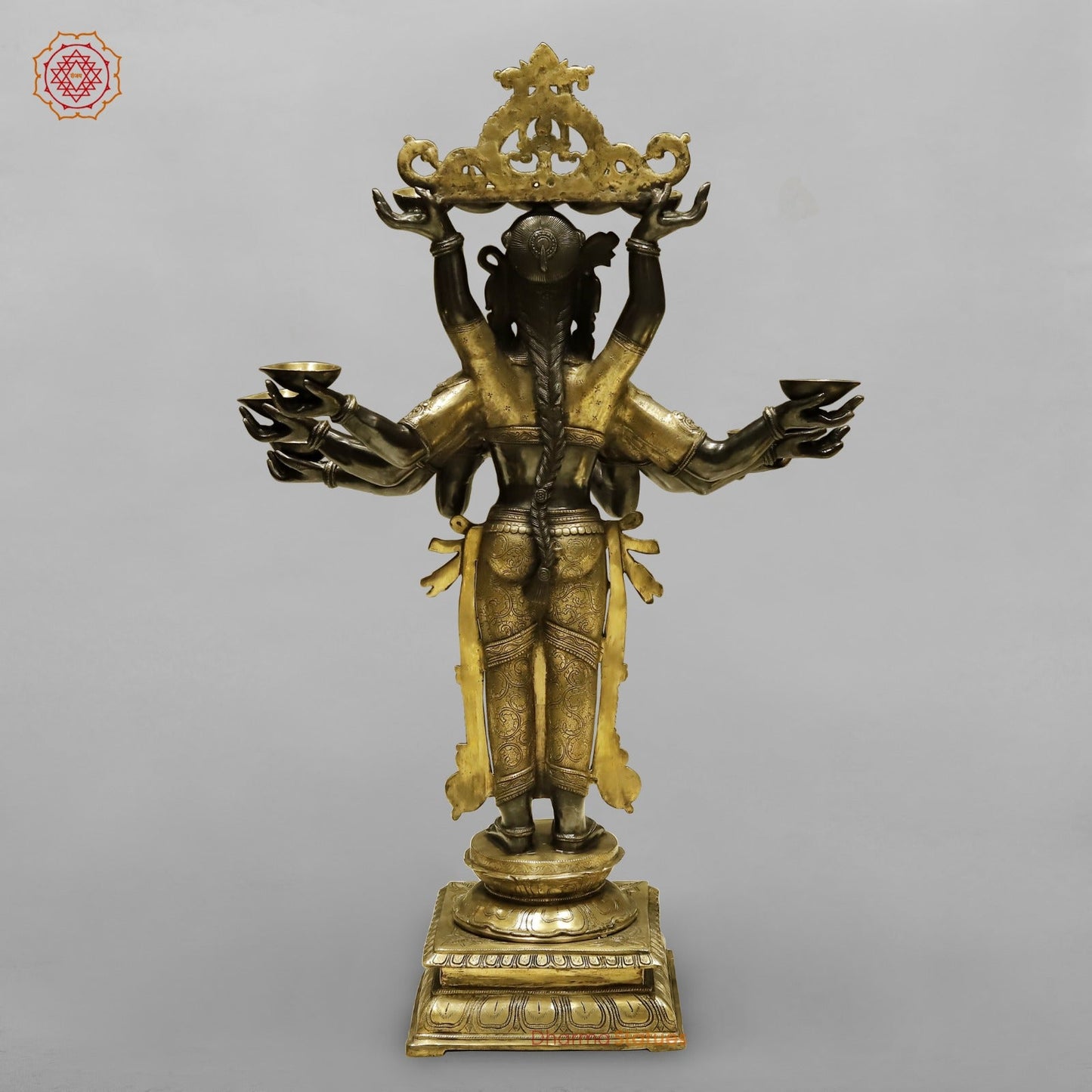 Brass Deep Lady With Multiple Hands (South India Made) Fine, Royal Black and Smooth Finish 48”