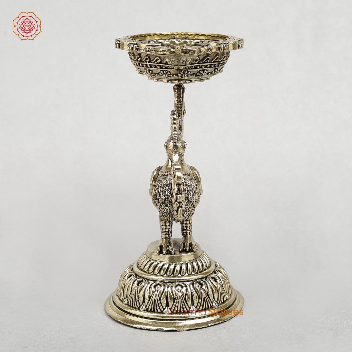 Brass Peacock Diya Fine 8”