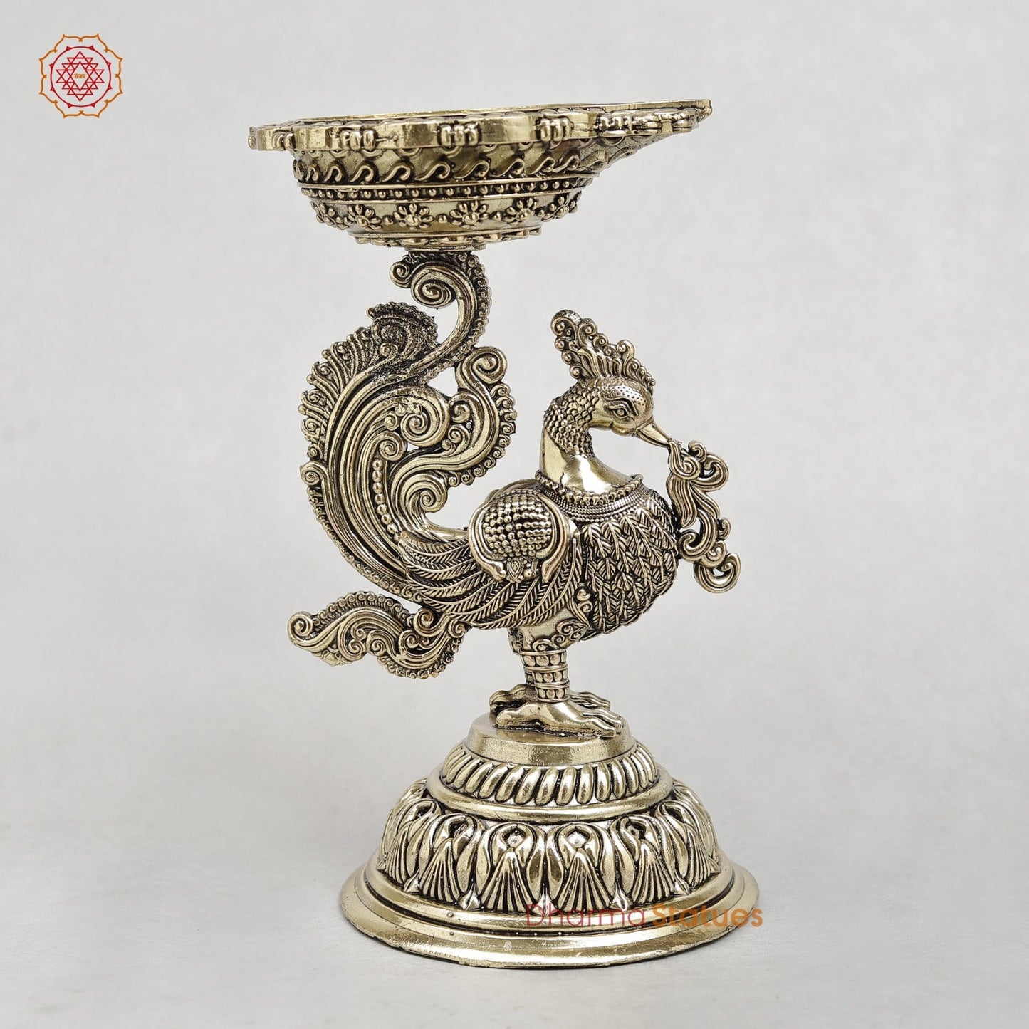 Brass Peacock Diya Fine 8”