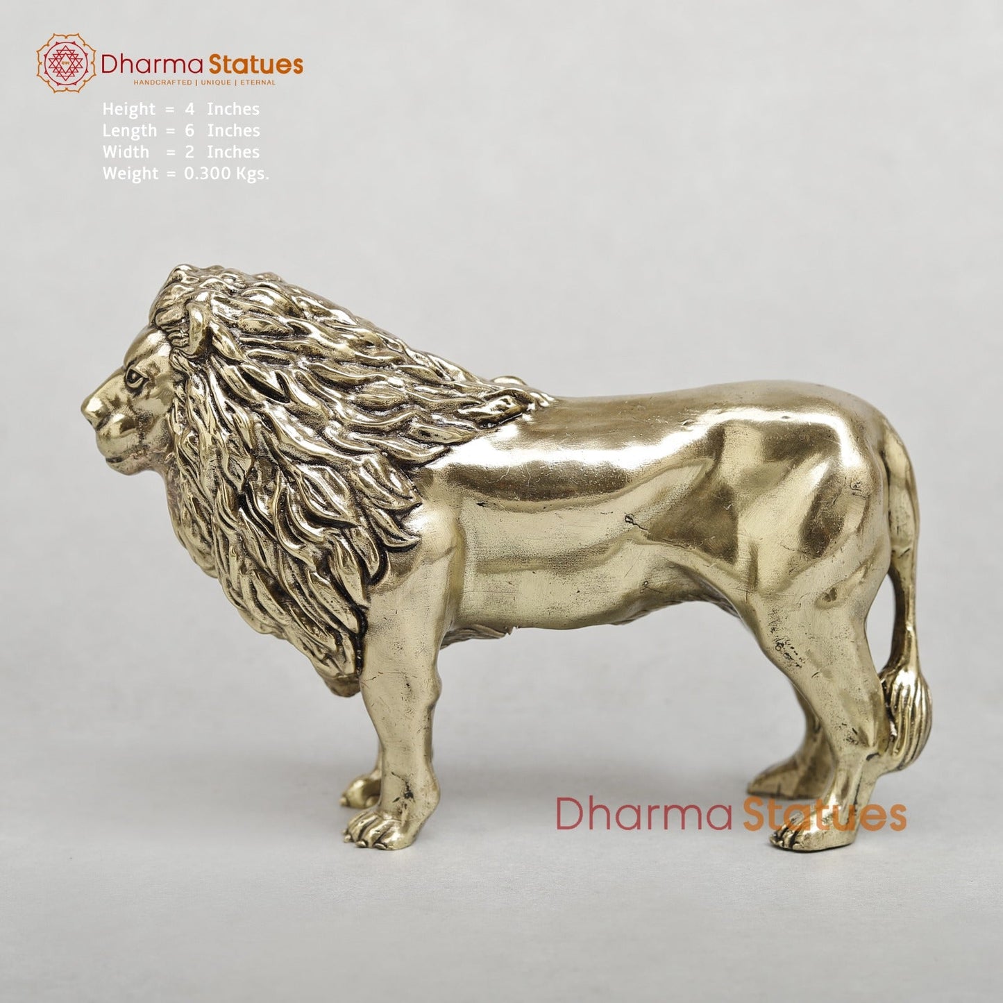 Brass Lion Standing Fine 6”