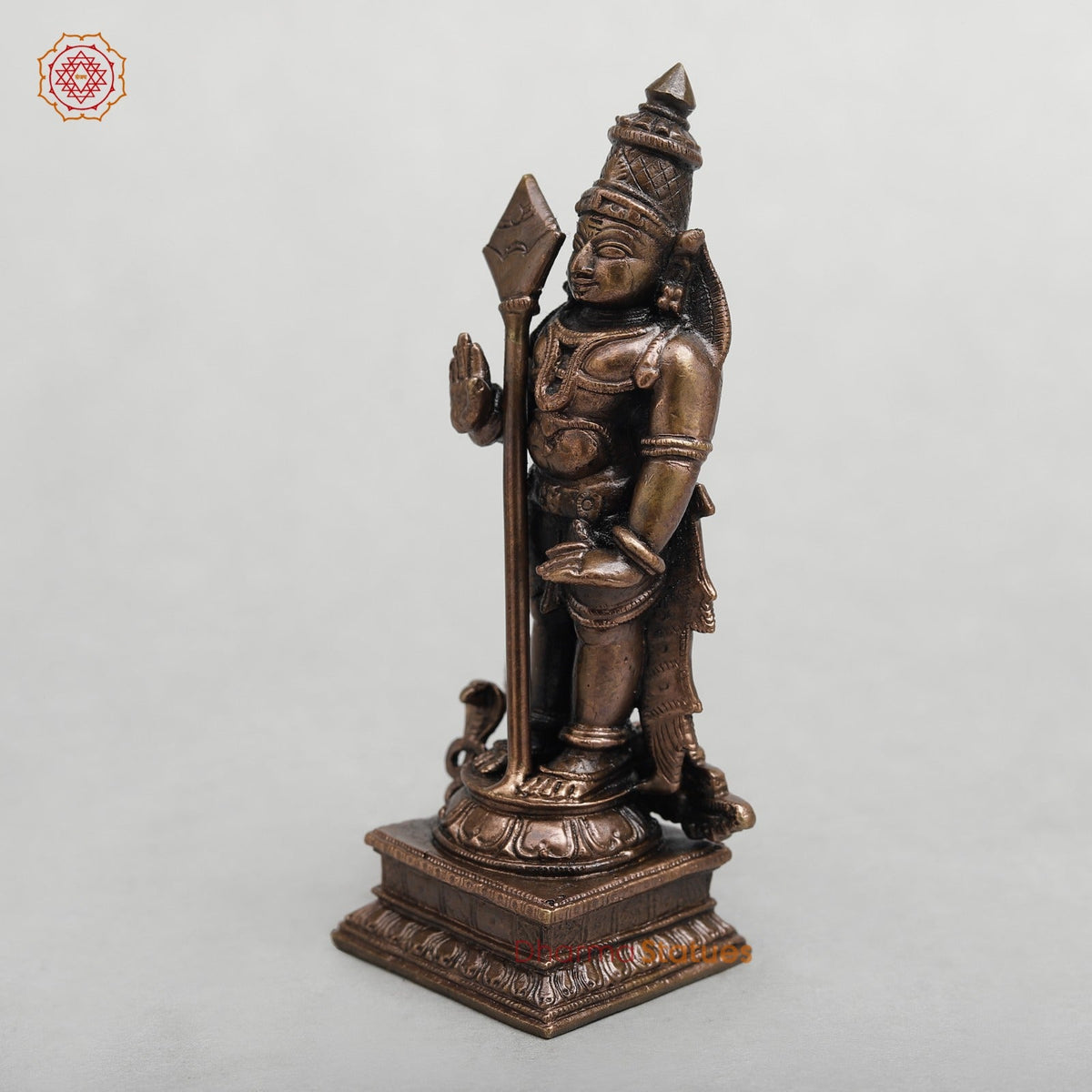 Copper Kartik standing With Peacock Fine 5”