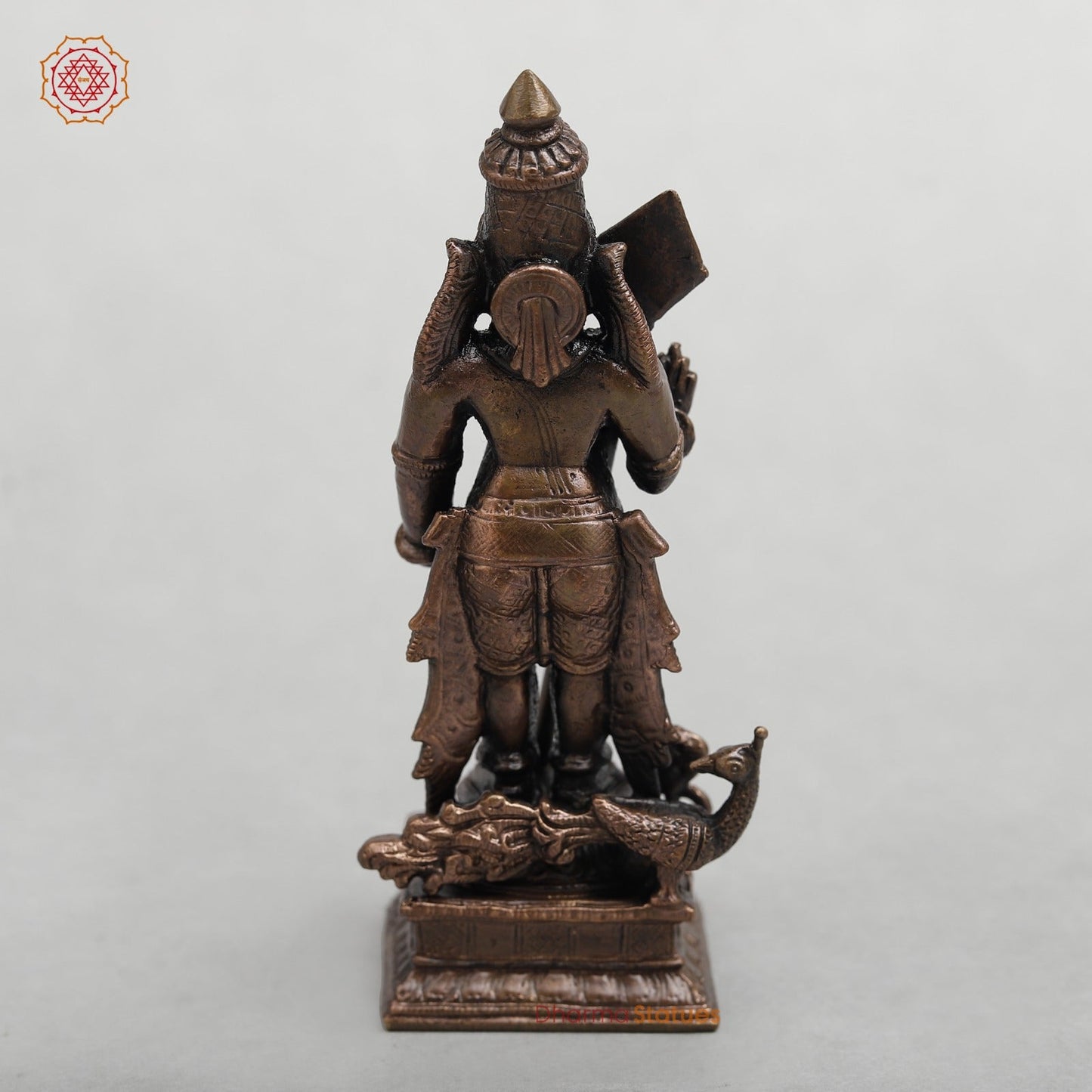 Copper Kartik standing With Peacock Fine 5”