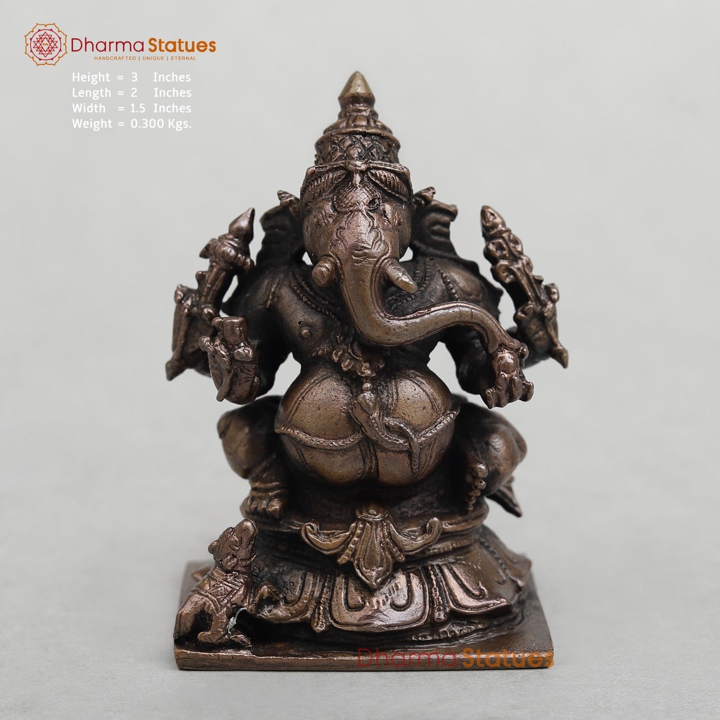Copper Ganesh Seated Fine 3”