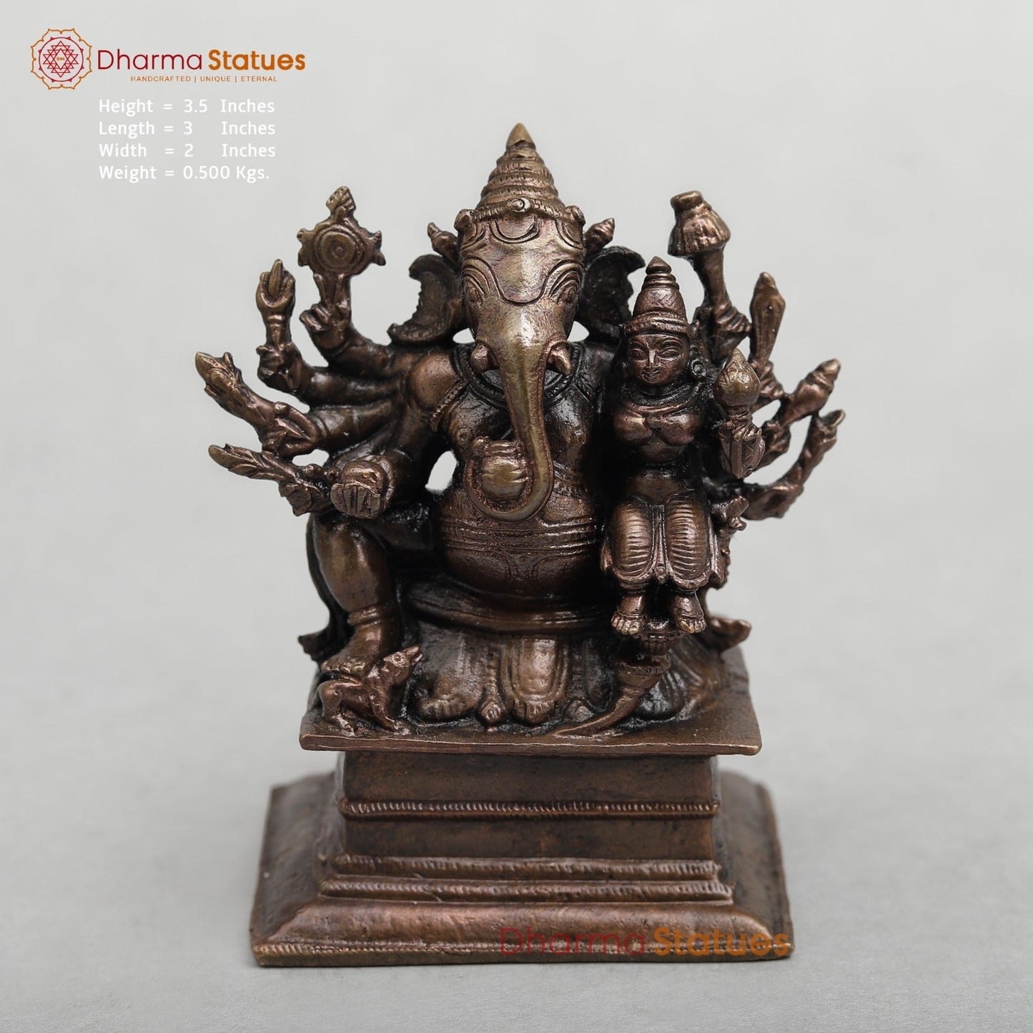 Copper Shakthi Ganesh Seated Fine 3.5”