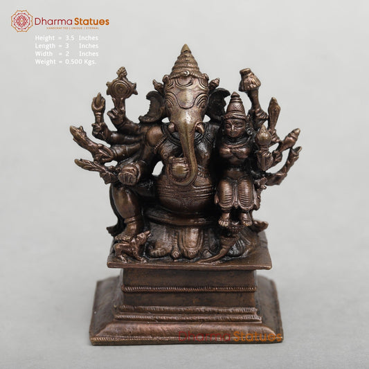 Copper Shakthi Ganesh Seated Fine 3.5”