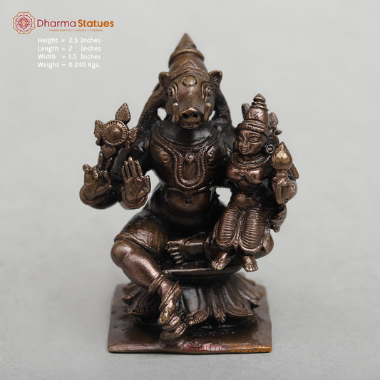 Copper Varah Seated with Lakshmi Fine 2.5”