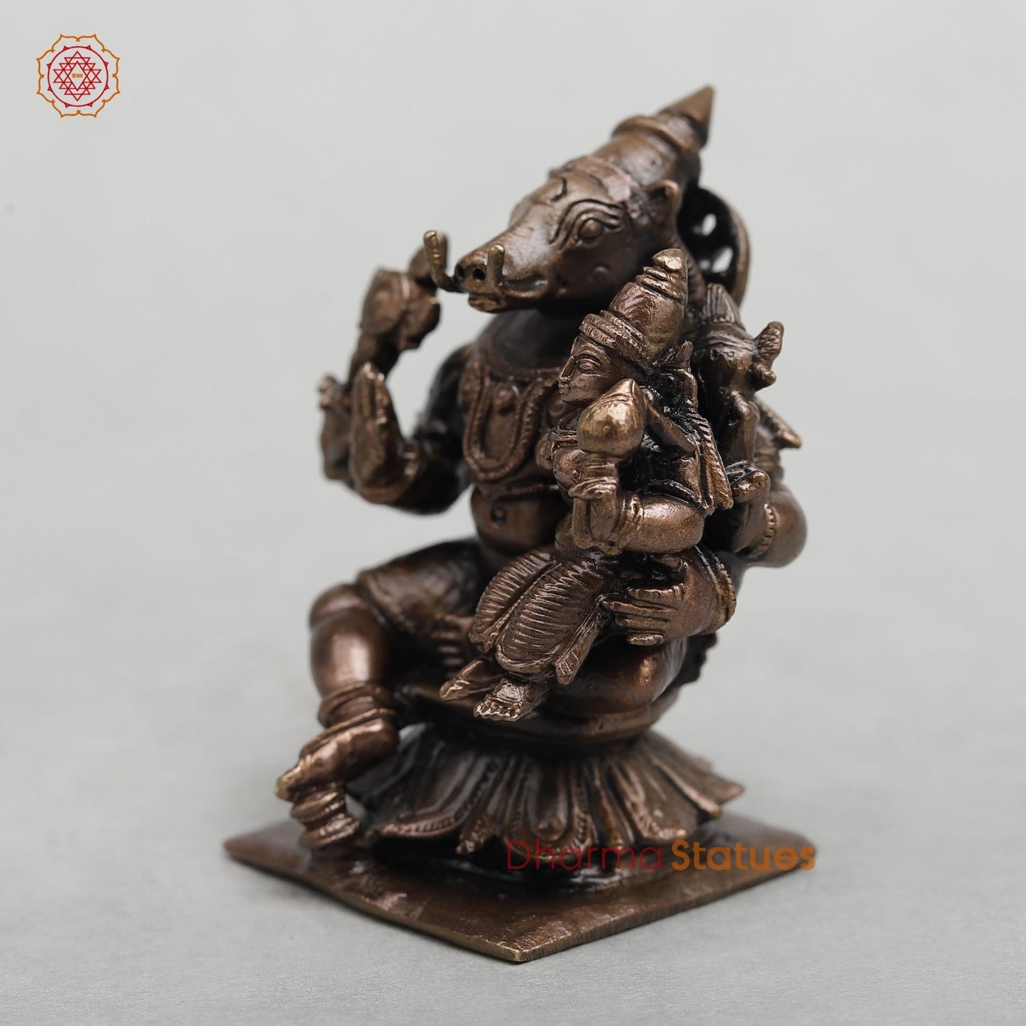 Copper Varah Seated with Lakshmi Fine 2.5”