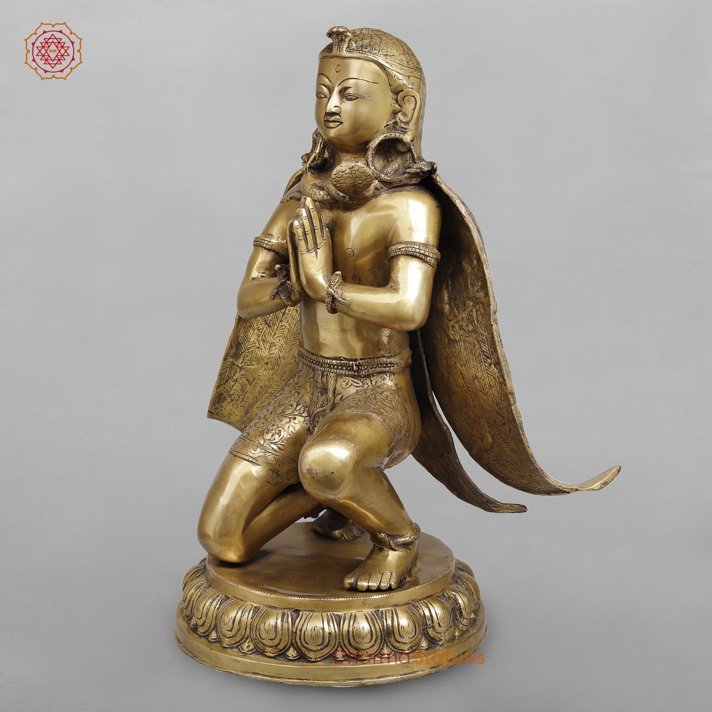 Brass Garuda seated Fine, Antique Finish 20”