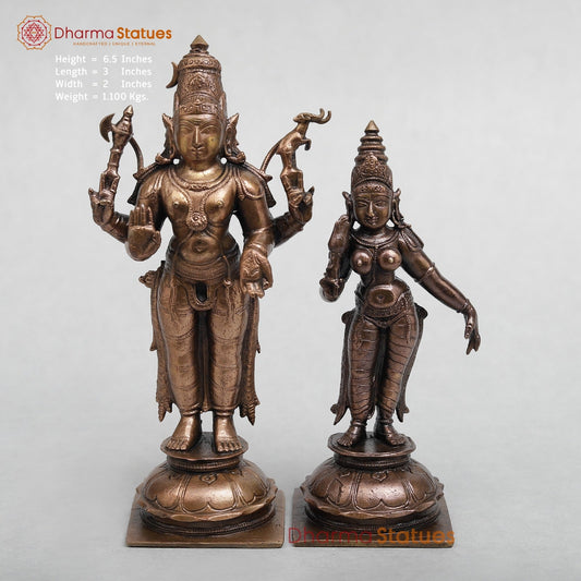 Copper Shiva Parwati Standing Fine 6.5”