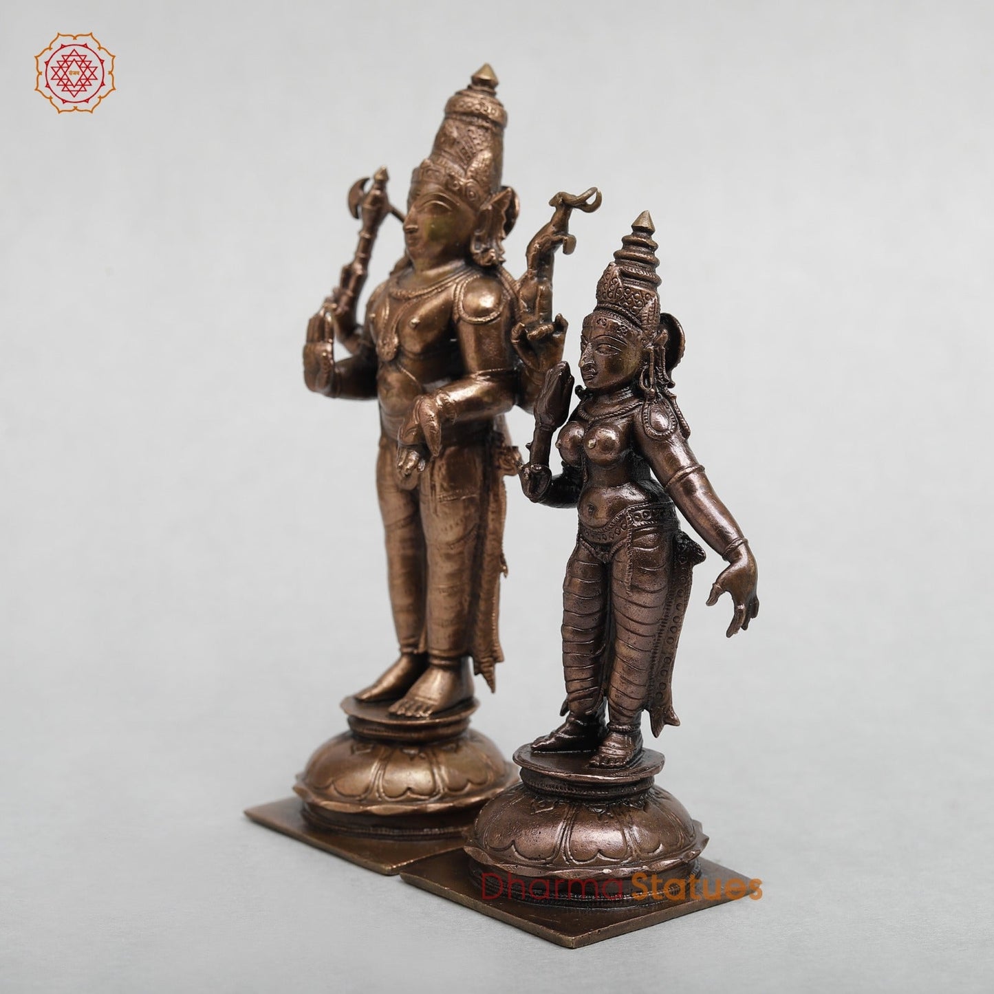 Copper Shiva Parwati Standing Fine 6.5”