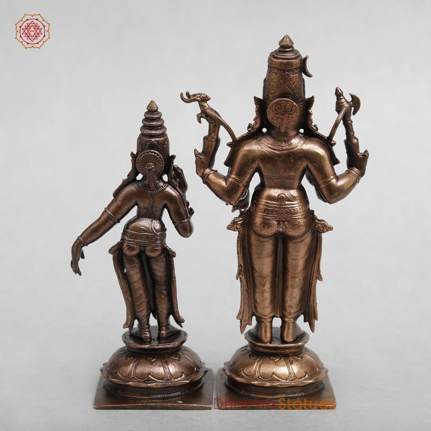 Copper Shiva Parwati Standing Fine 6.5”