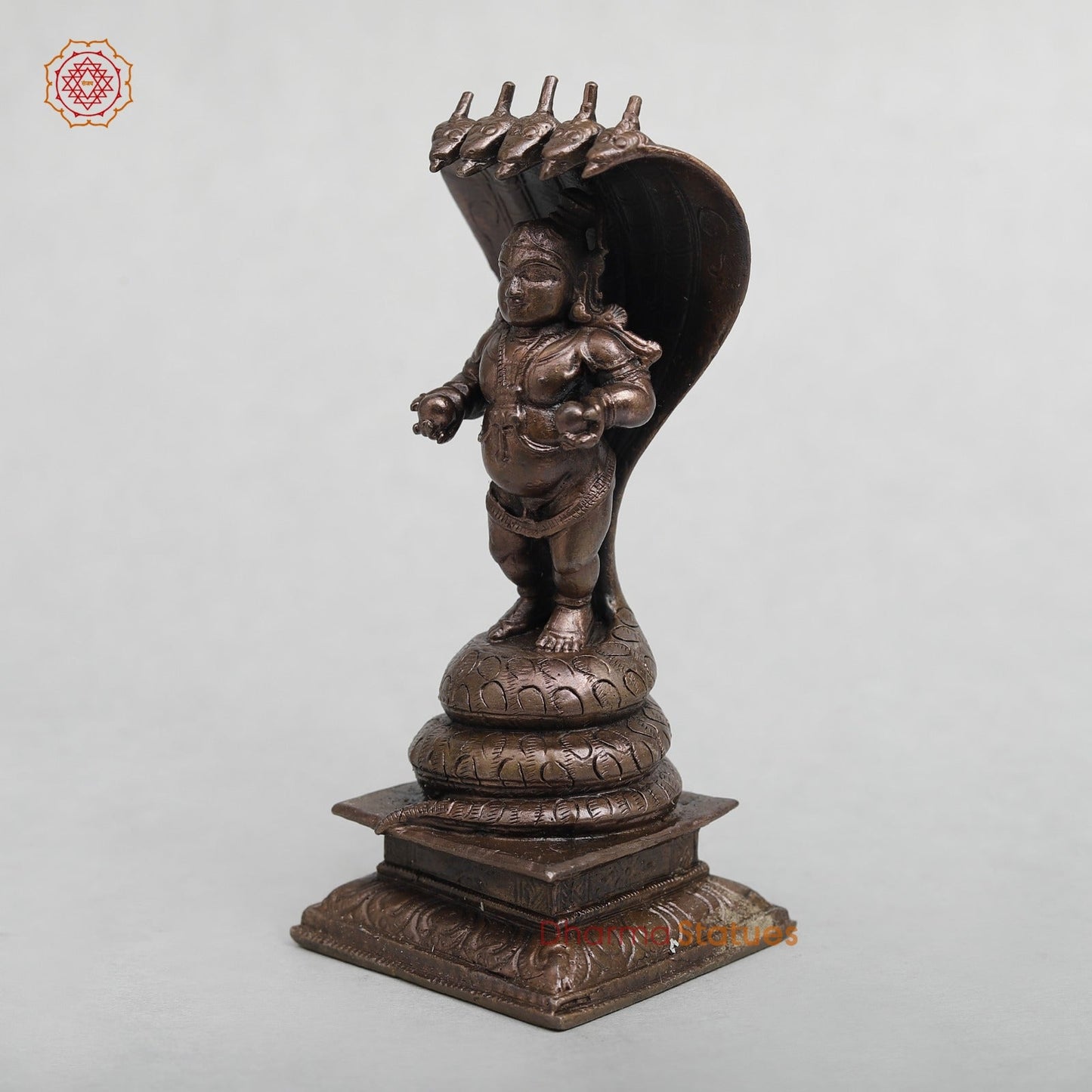 Copper Krishna standing Fine With Vasuki Snake 5”