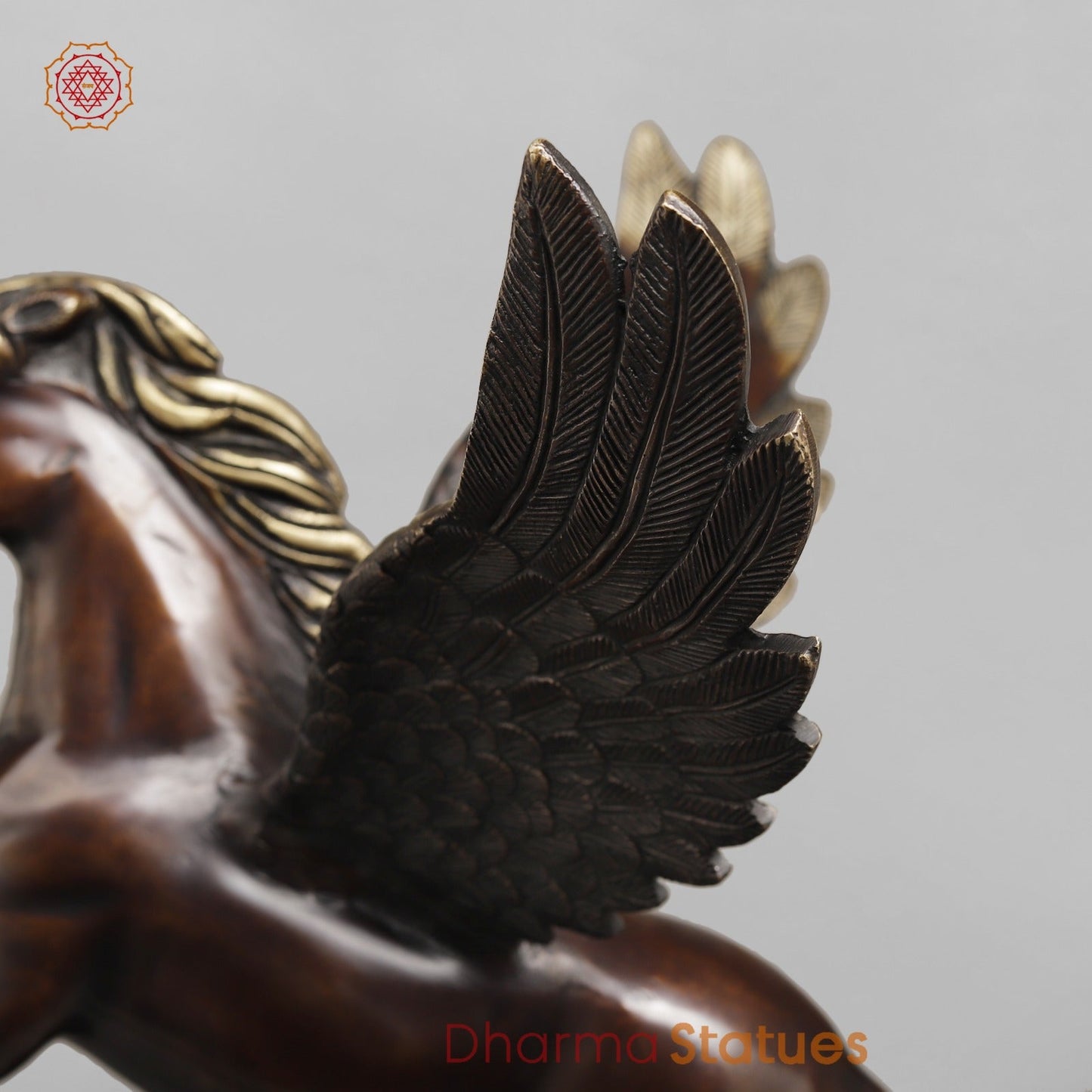 Brass Horse Flying From the Edge, Copper Antique Finish 19”