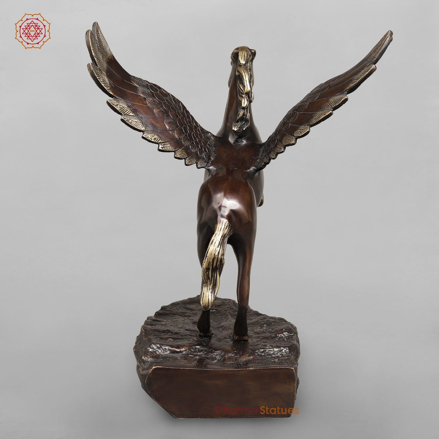 Brass Horse Flying From the Edge, Copper Antique Finish 19”