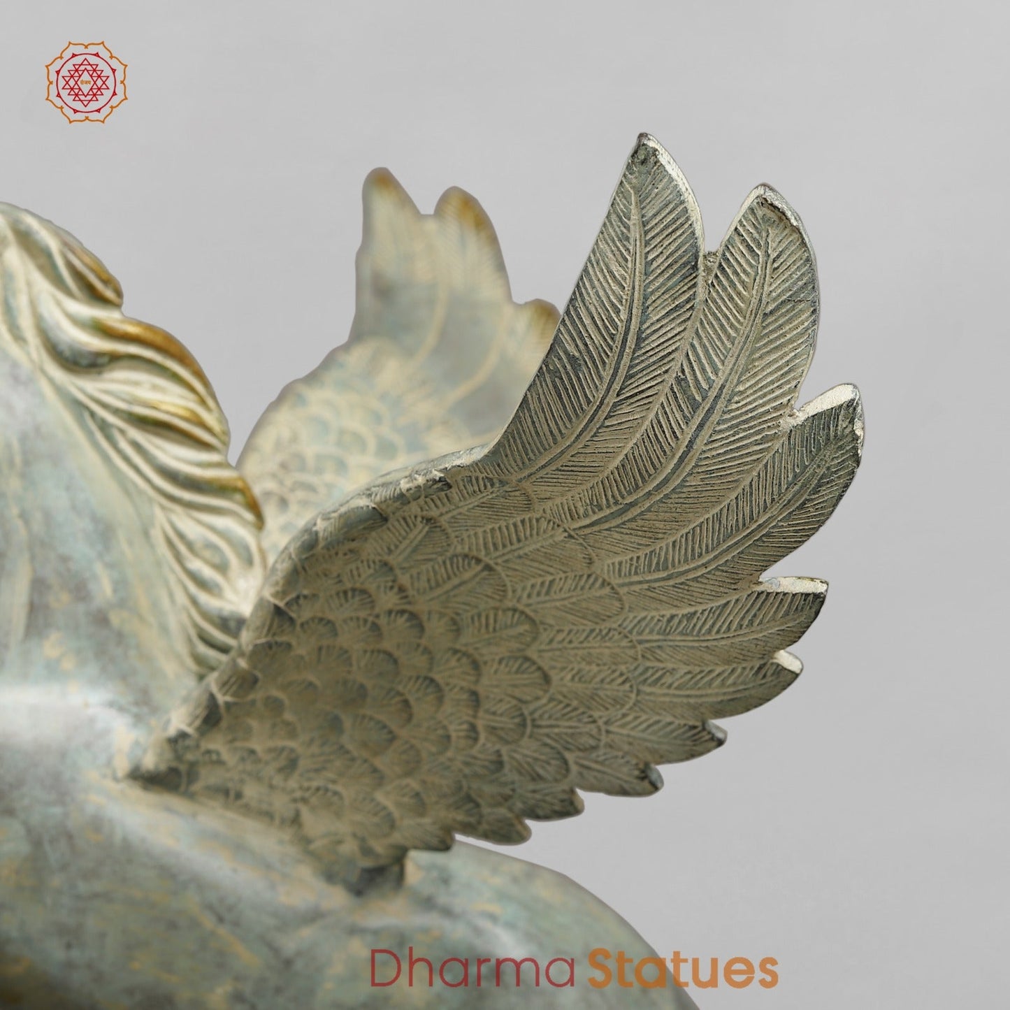 Brass Horse Flying From the Edge, Green Patina Finish 19”