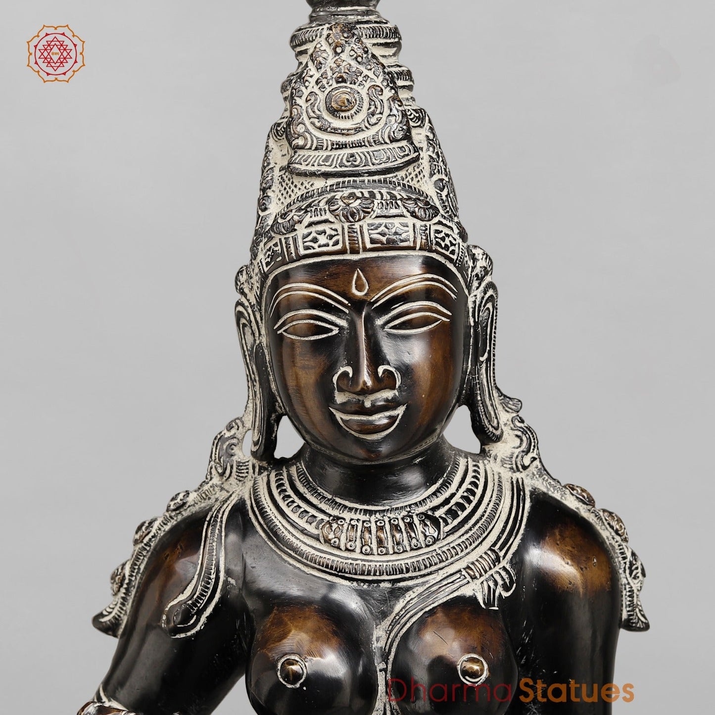 Brass Parwati Standing Fine (South Indian Style) Fine, Antique Rustic Finish 27”