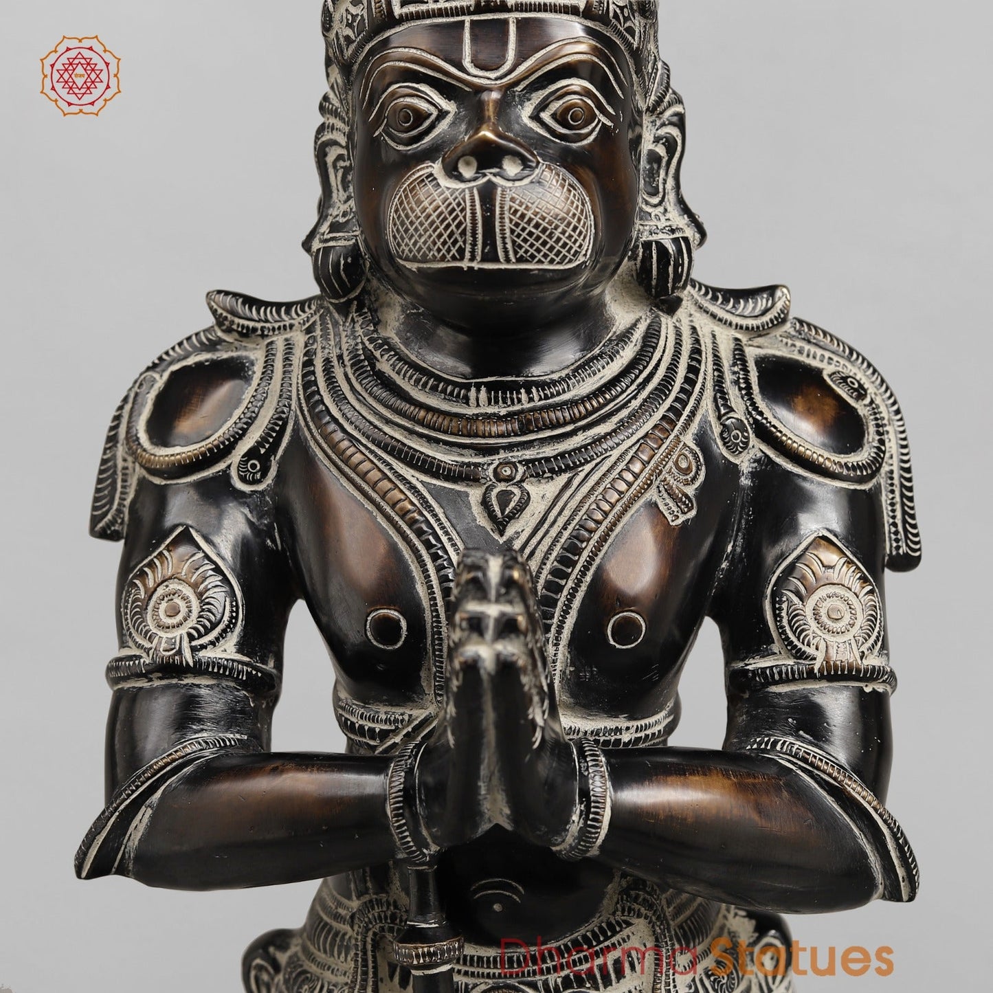 Brass Hanuman Standing Fine, Antique Rustic Finish 24”
