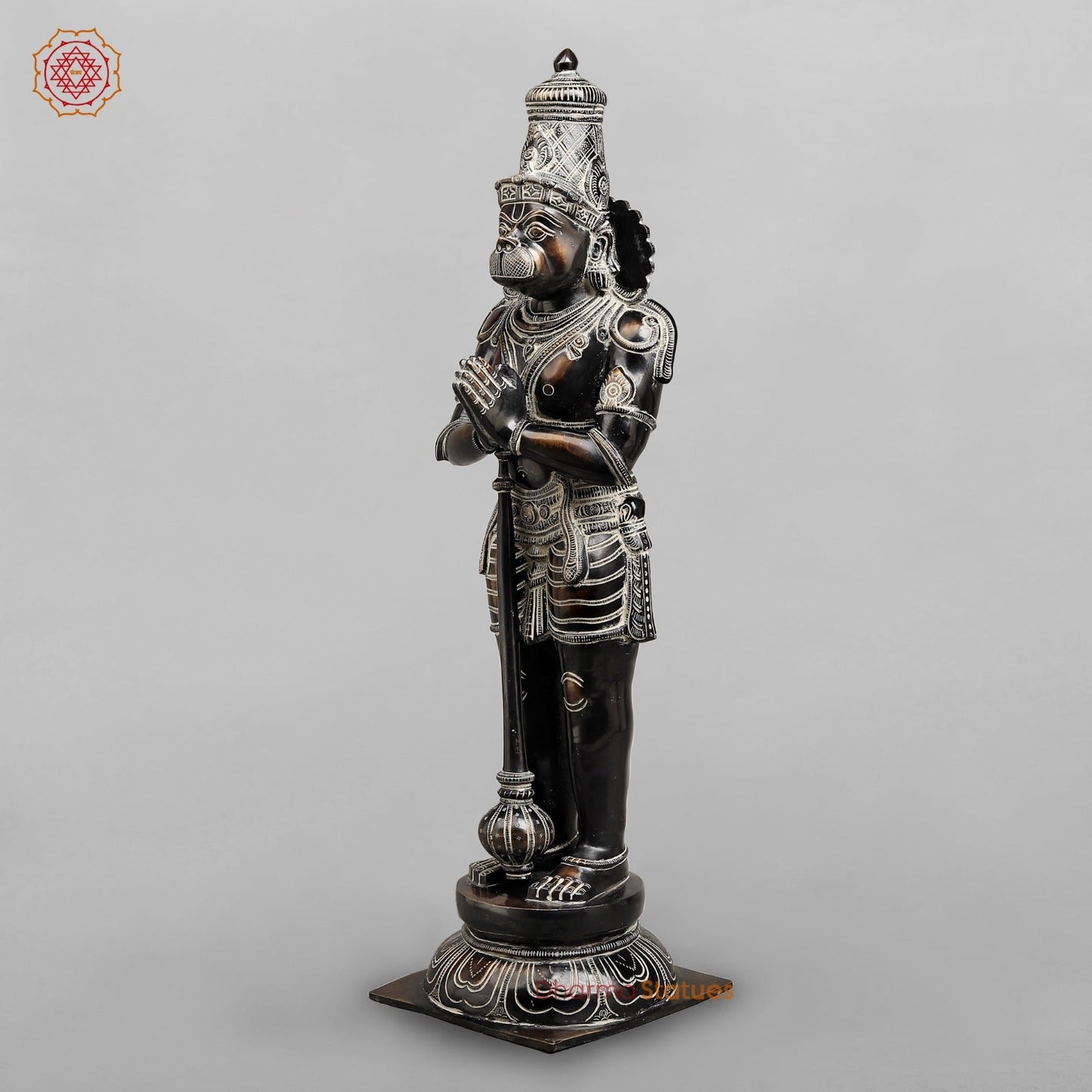 Brass Hanuman Standing Fine, Antique Rustic Finish 24”