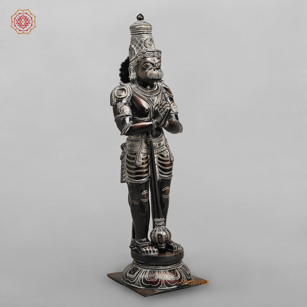 Brass Hanuman Standing Fine, Antique Rustic Finish 24”