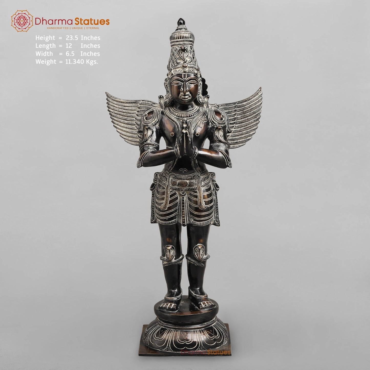 Brass Garuda Standing Fine, Antique Rustic Finish 24”
