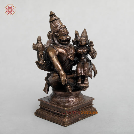 Copper Narsimha Lakshmi Seated Fine 4.5”