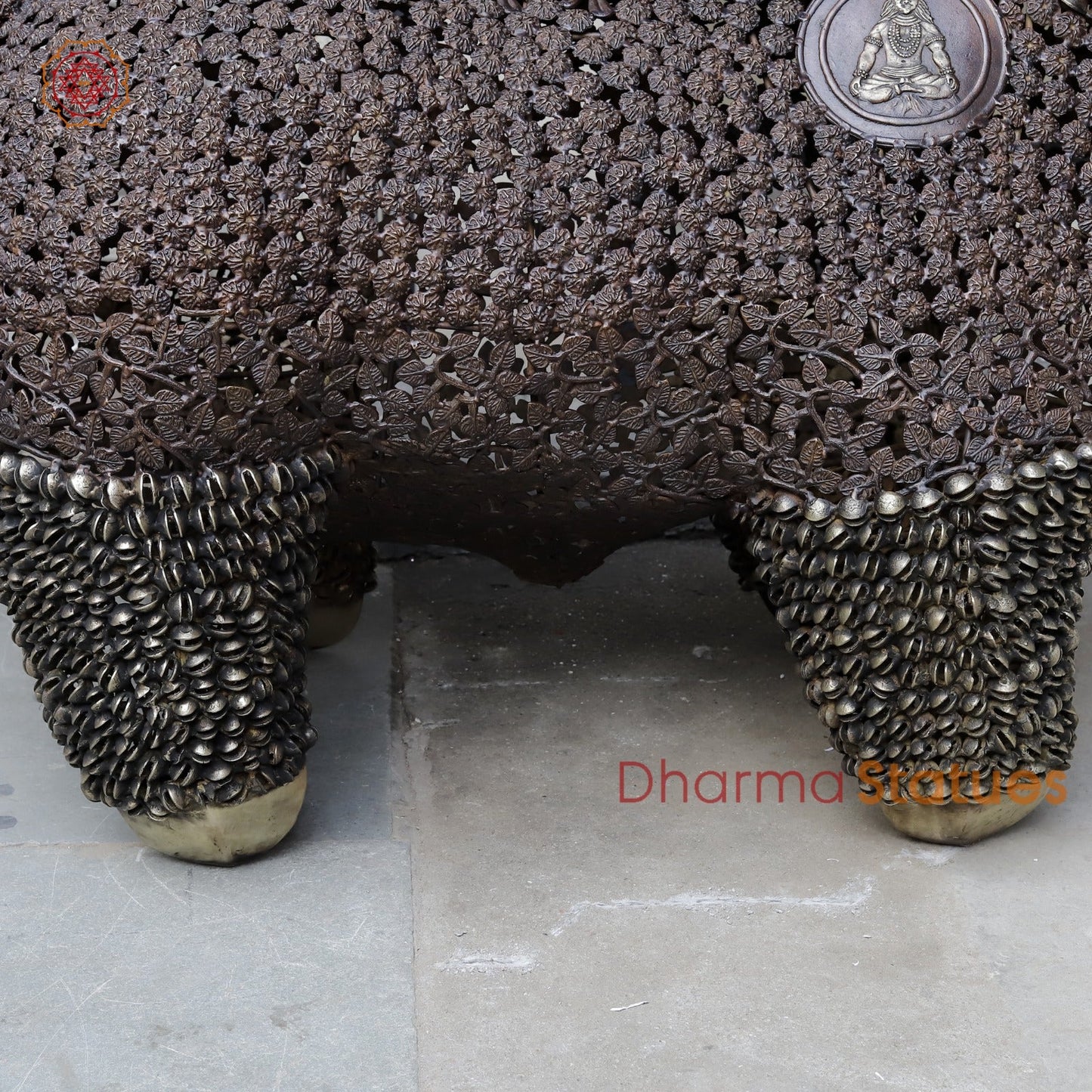 Brass Nandi joyfull Nandi Standing With Floral carvings, Copper Finish  60”
