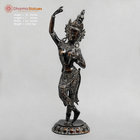 Brass Tara Standing Fine, Antique finish 19”