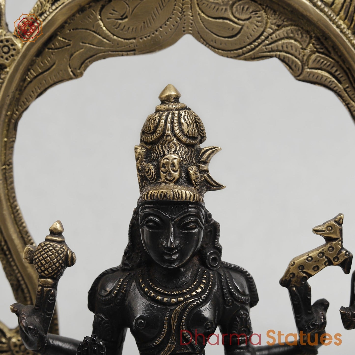 Brass Somdaskandar (Shiva Parwati with Kartik) Fine, Royal black Finish 11”