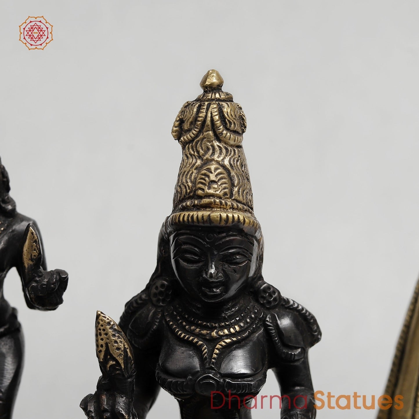 Brass Somdaskandar (Shiva Parwati with Kartik) Fine, Royal black Finish 11”