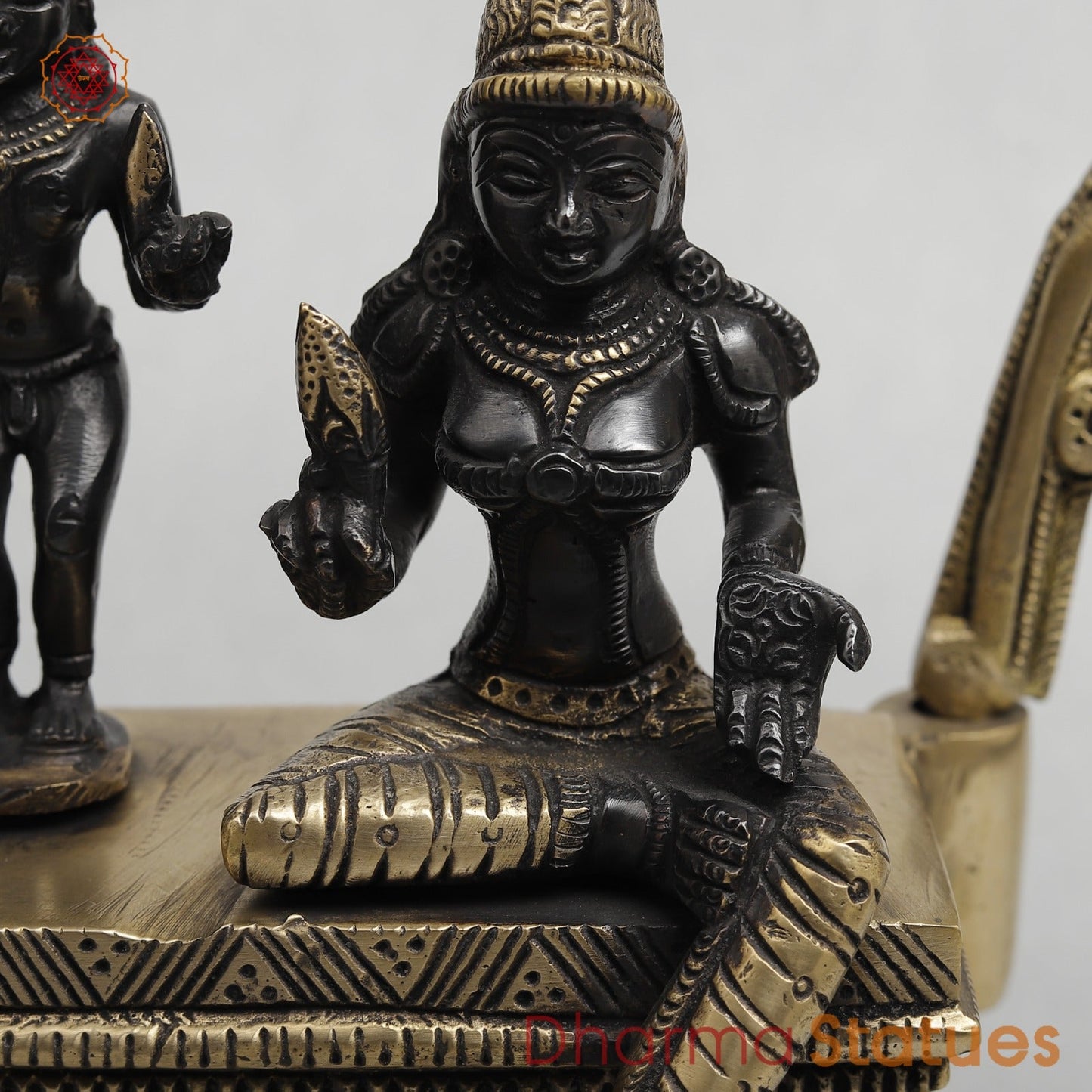 Brass Somdaskandar (Shiva Parwati with Kartik) Fine, Royal black Finish 11”