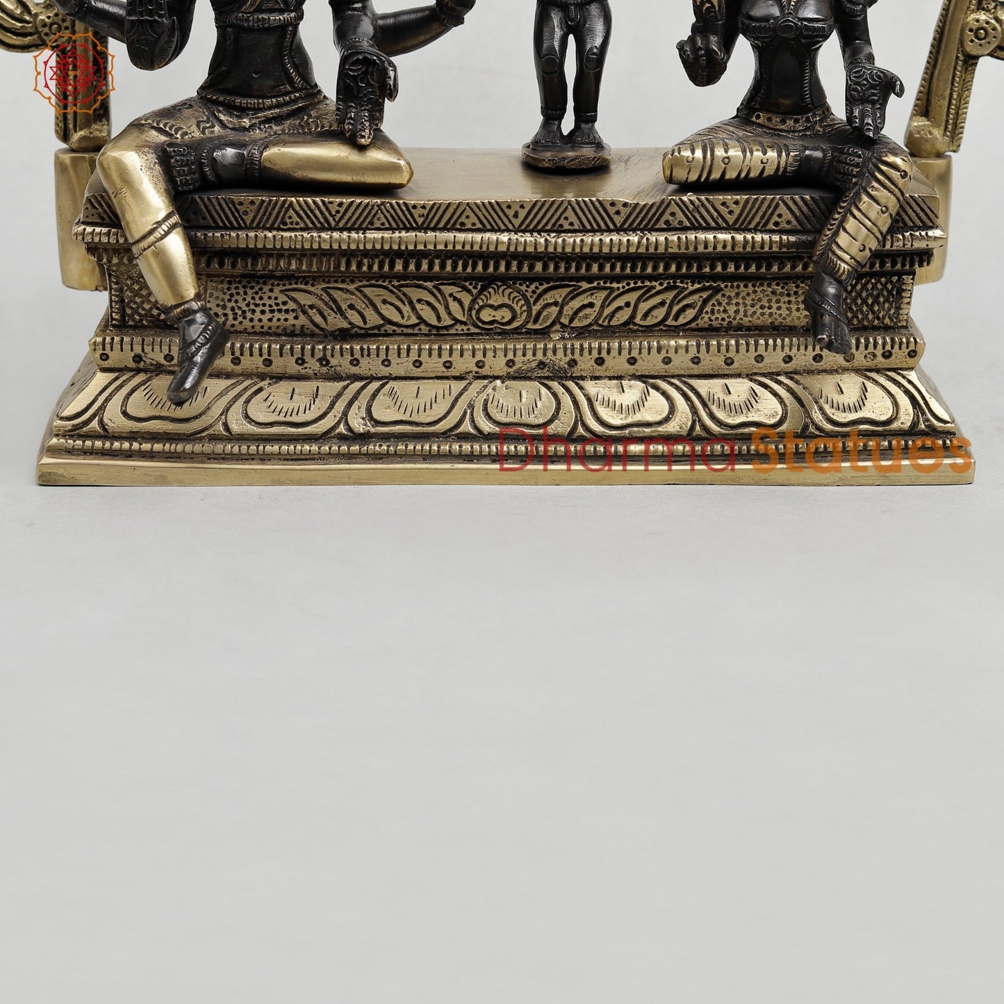 Brass Somdaskandar (Shiva Parwati with Kartik) Fine, Royal black Finish 11”