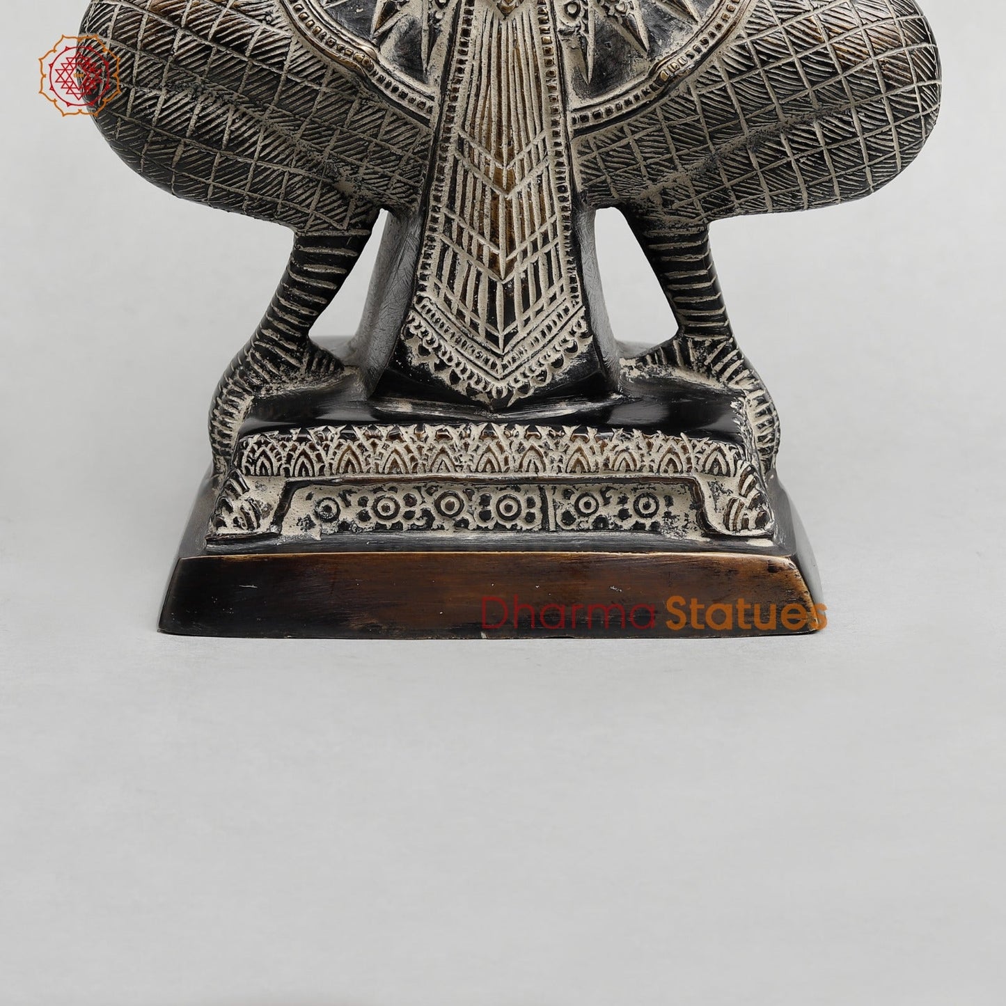 Brass Garuda Seated With Open wings Fine, Antique Finish 12.5”