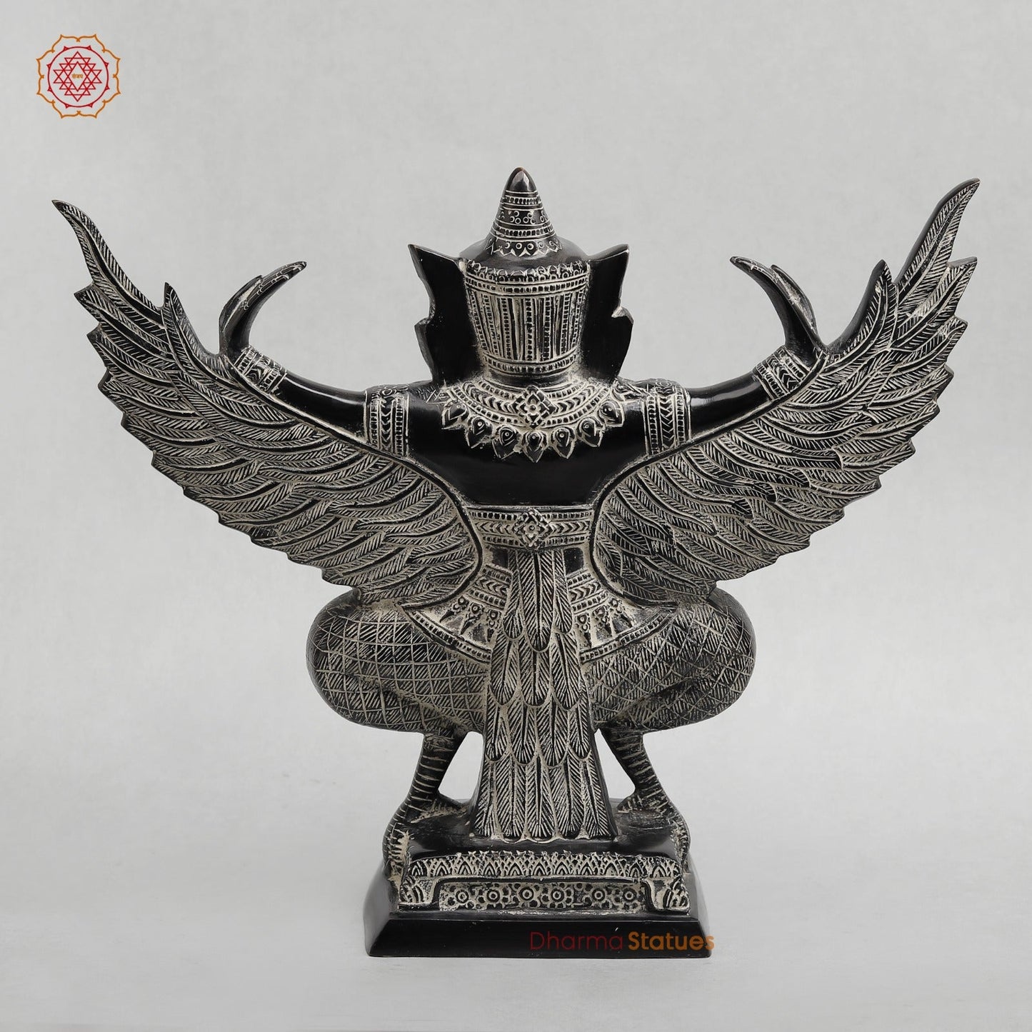 Brass Garuda Seated With Open wings Fine, Antique Finish 12.5”