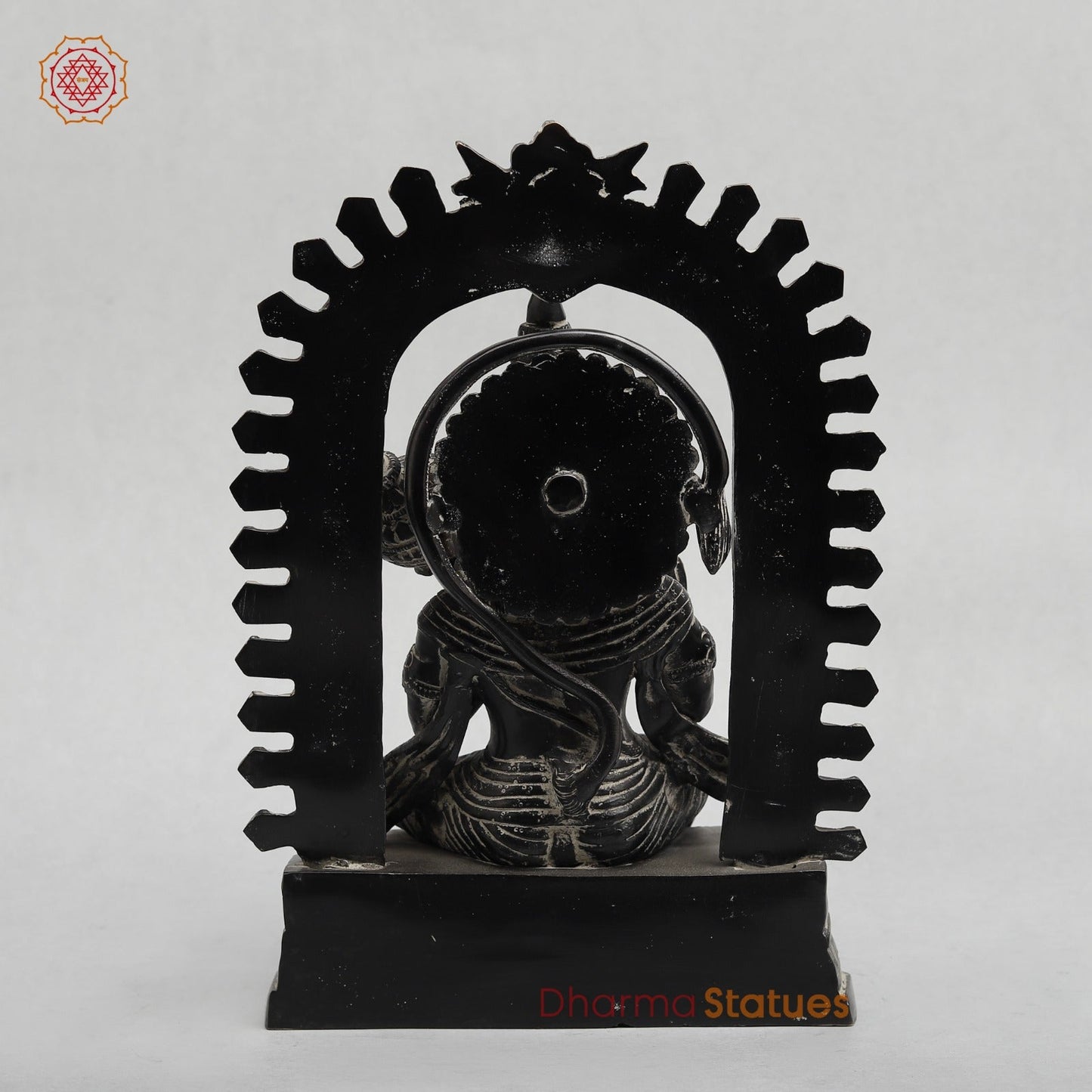 Brass Hanuman Seated with Frame Fine, Antique finish 11”