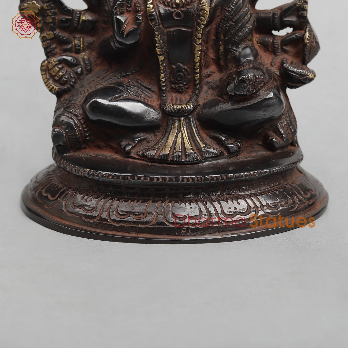 Brass Panchmukhi Hanuman Seated with Frame Fine, Royal Black With Red Hues finish 6”
