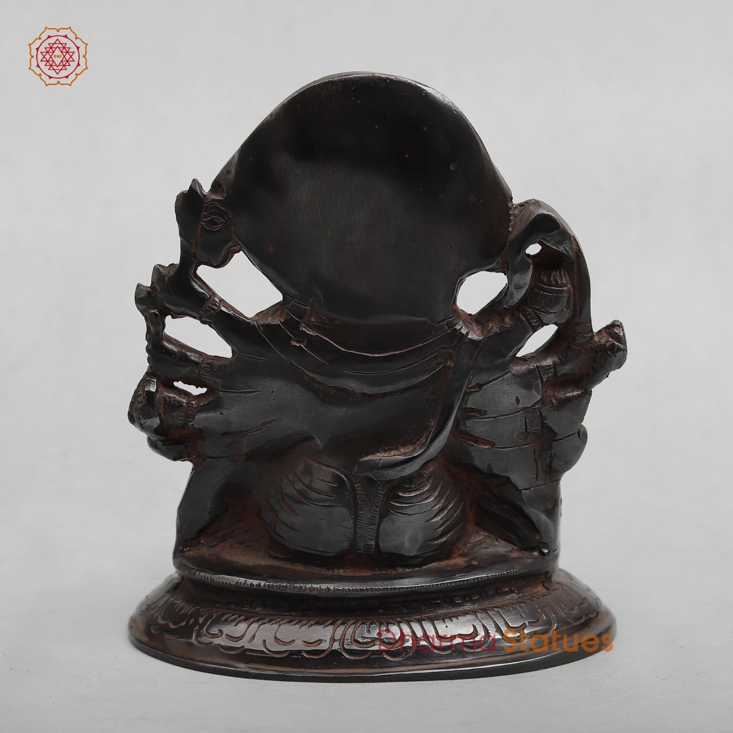 Brass Panchmukhi Hanuman Seated with Frame Fine, Royal Black With Red Hues finish 6”