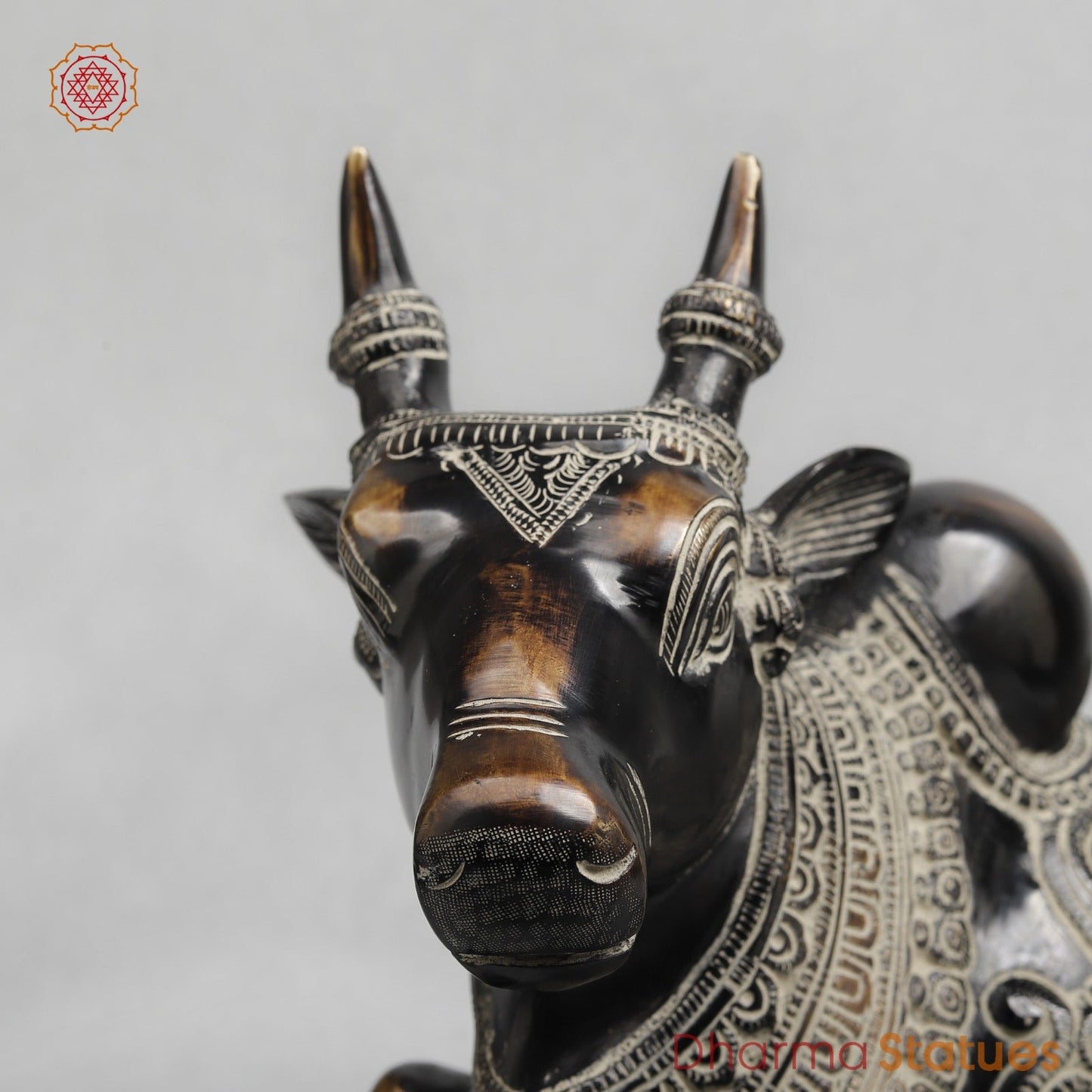 Brass Nandi seated Fine, Antique Finish 13”