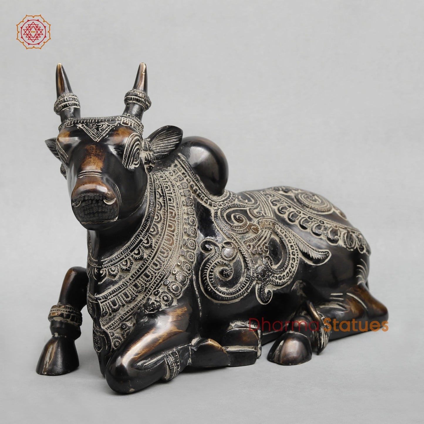 Brass Nandi seated Fine, Antique Finish 13”
