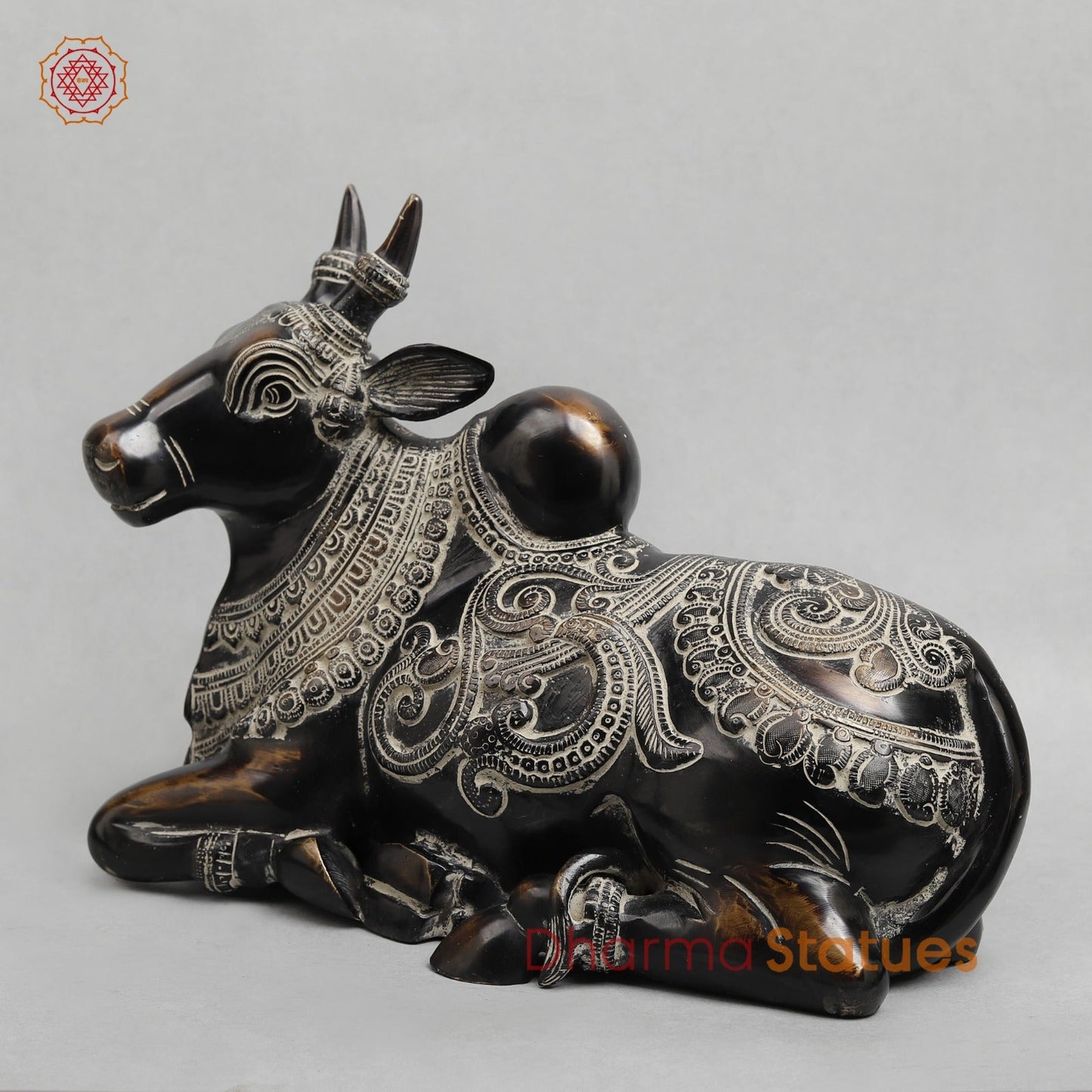 Brass Nandi seated Fine, Antique Finish 13”