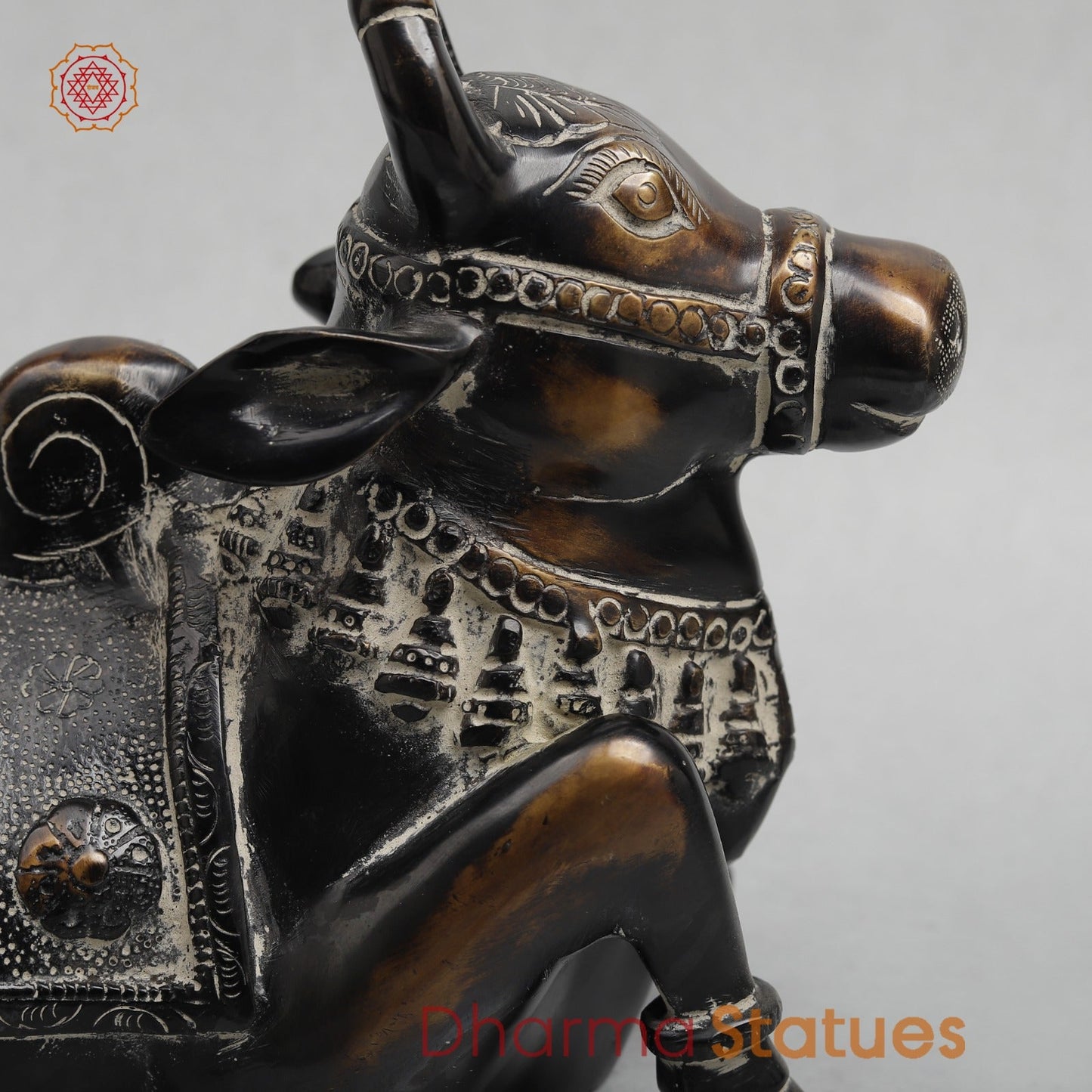 Brass Nandi seated Fine, Antique Finish 10.5”
