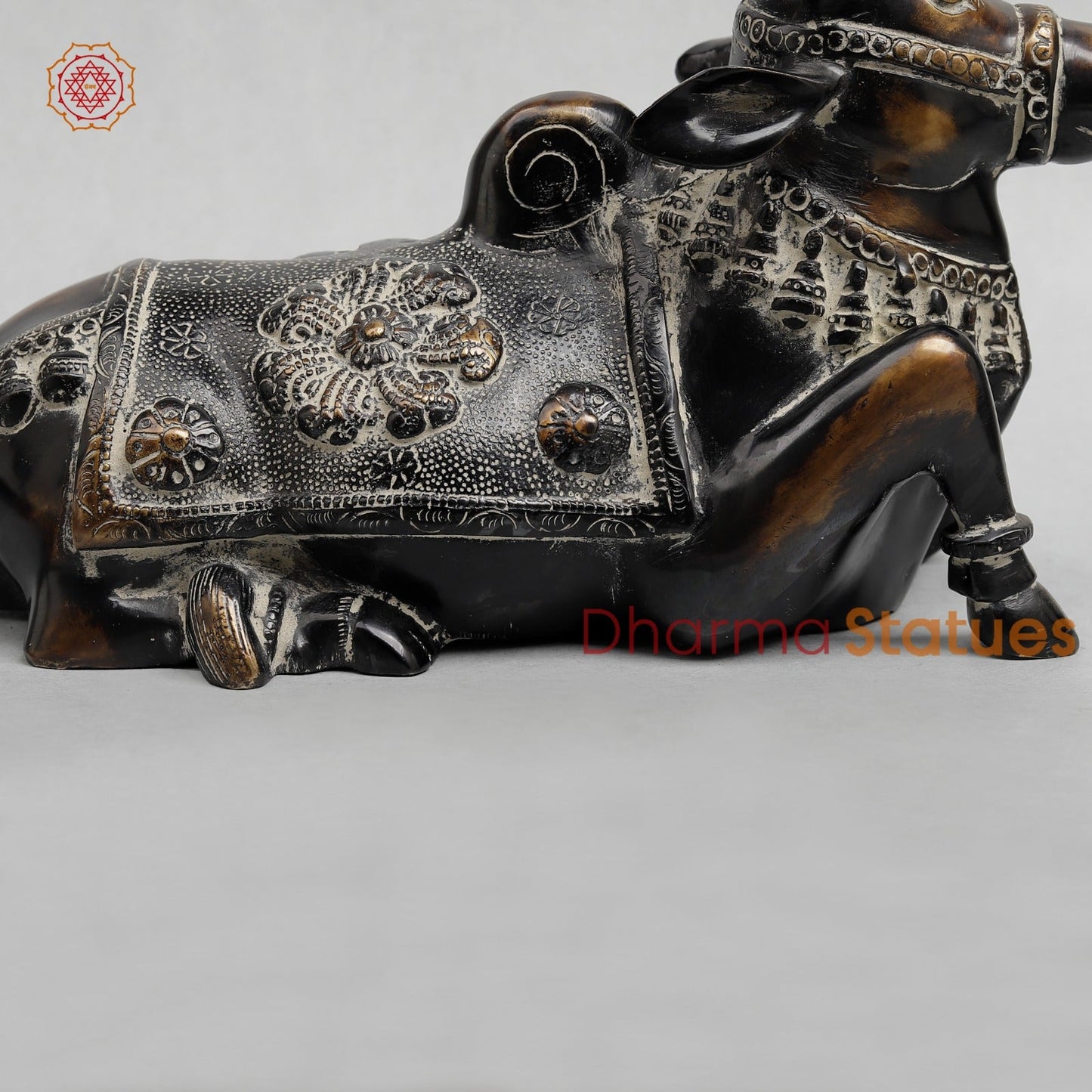 Brass Nandi seated Fine, Antique Finish 10.5”