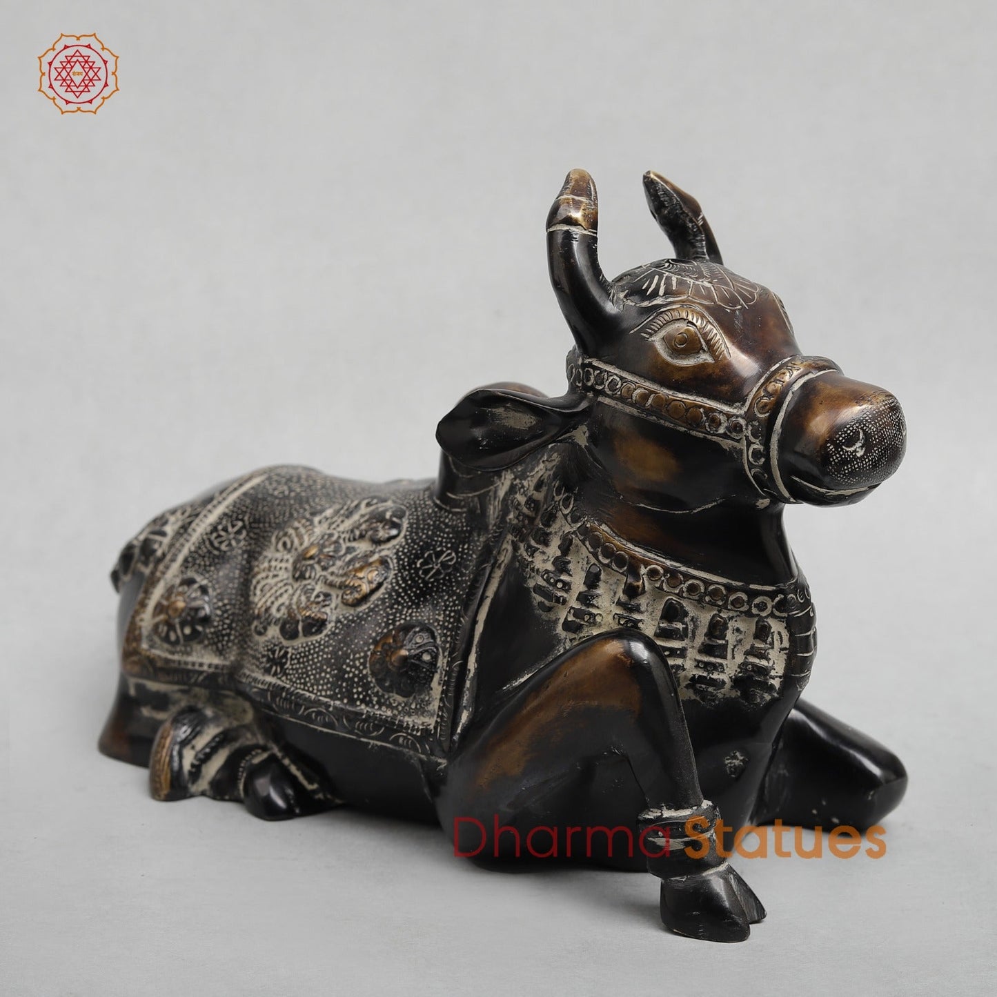Brass Nandi seated Fine, Antique Finish 10.5”