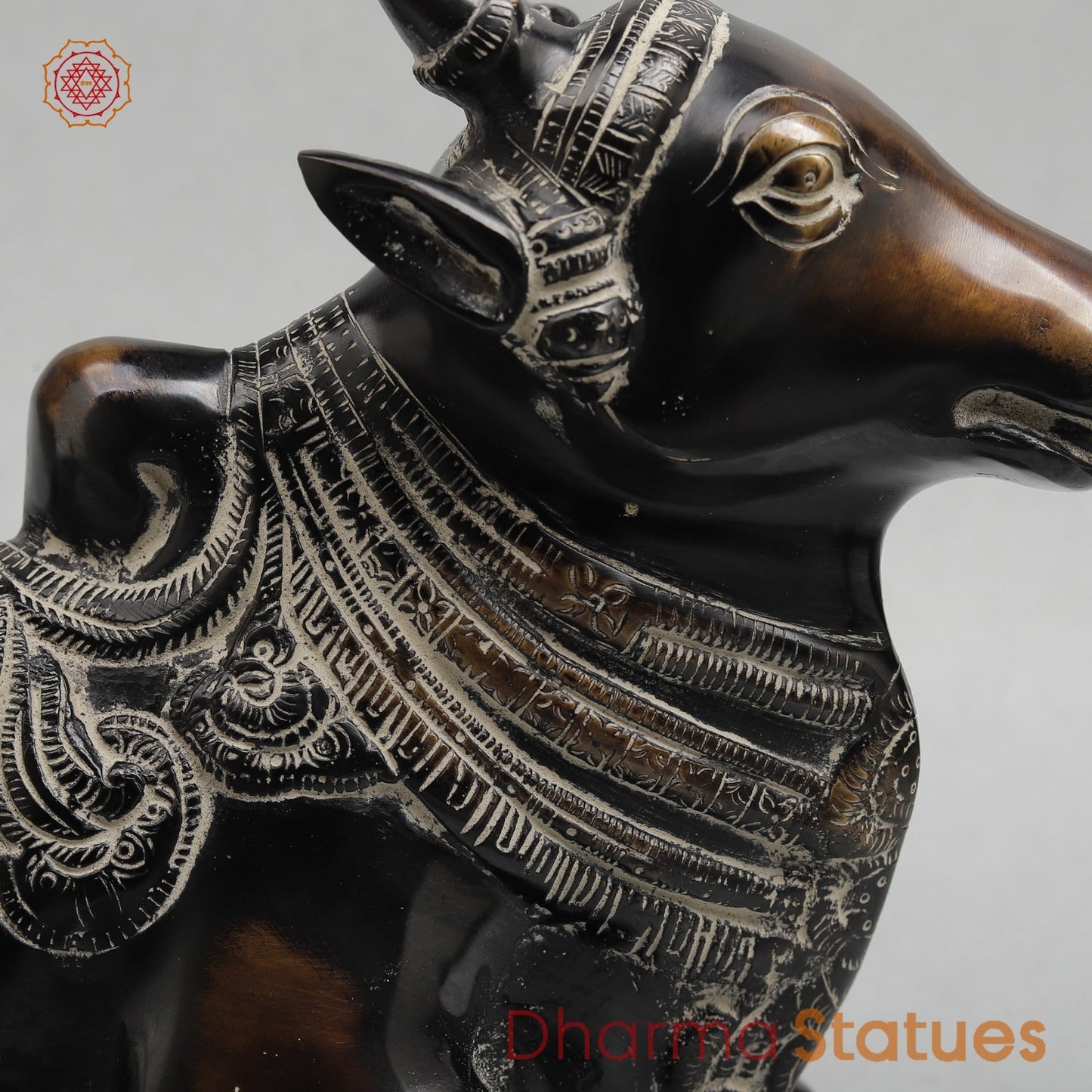 Brass Nandi seated Fine, Antique Finish 11”